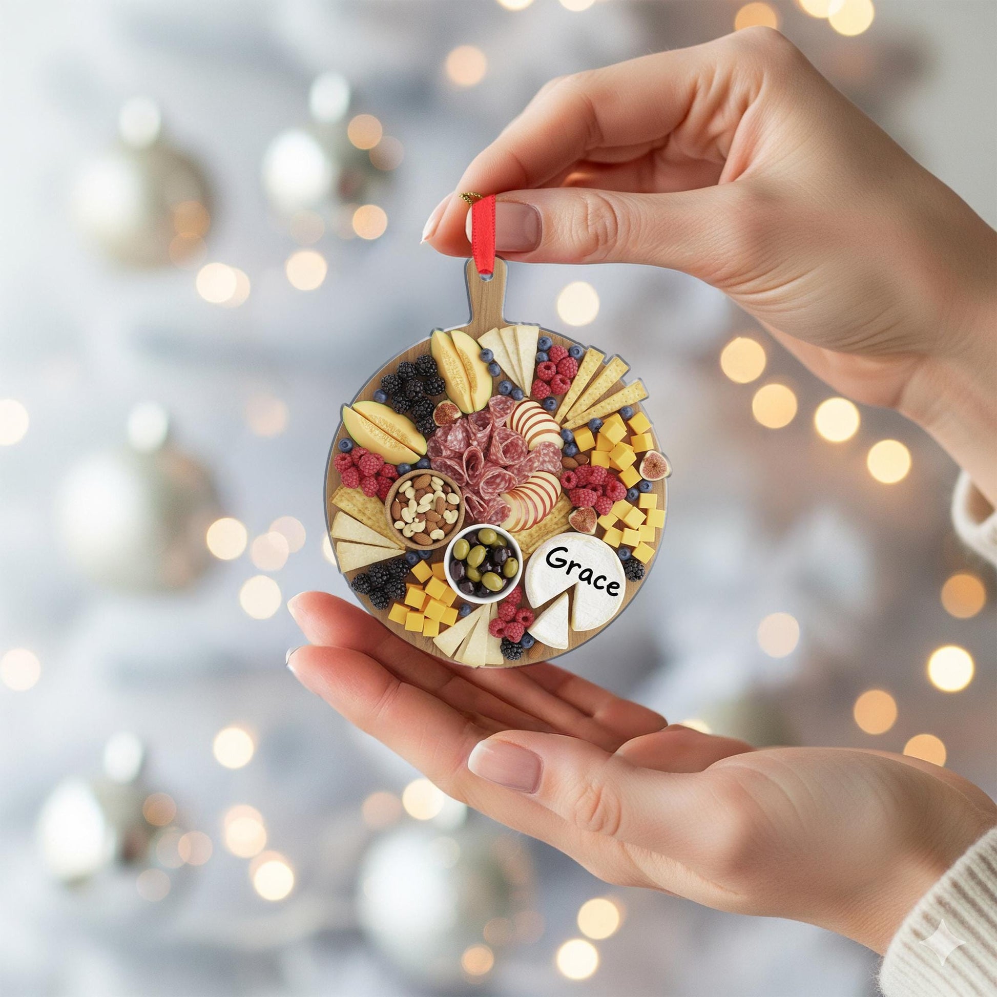 Personalized Charcuterie Ornament – Custom Name Cheese Board Christmas Decoration, Food Lover Keepsake image 5