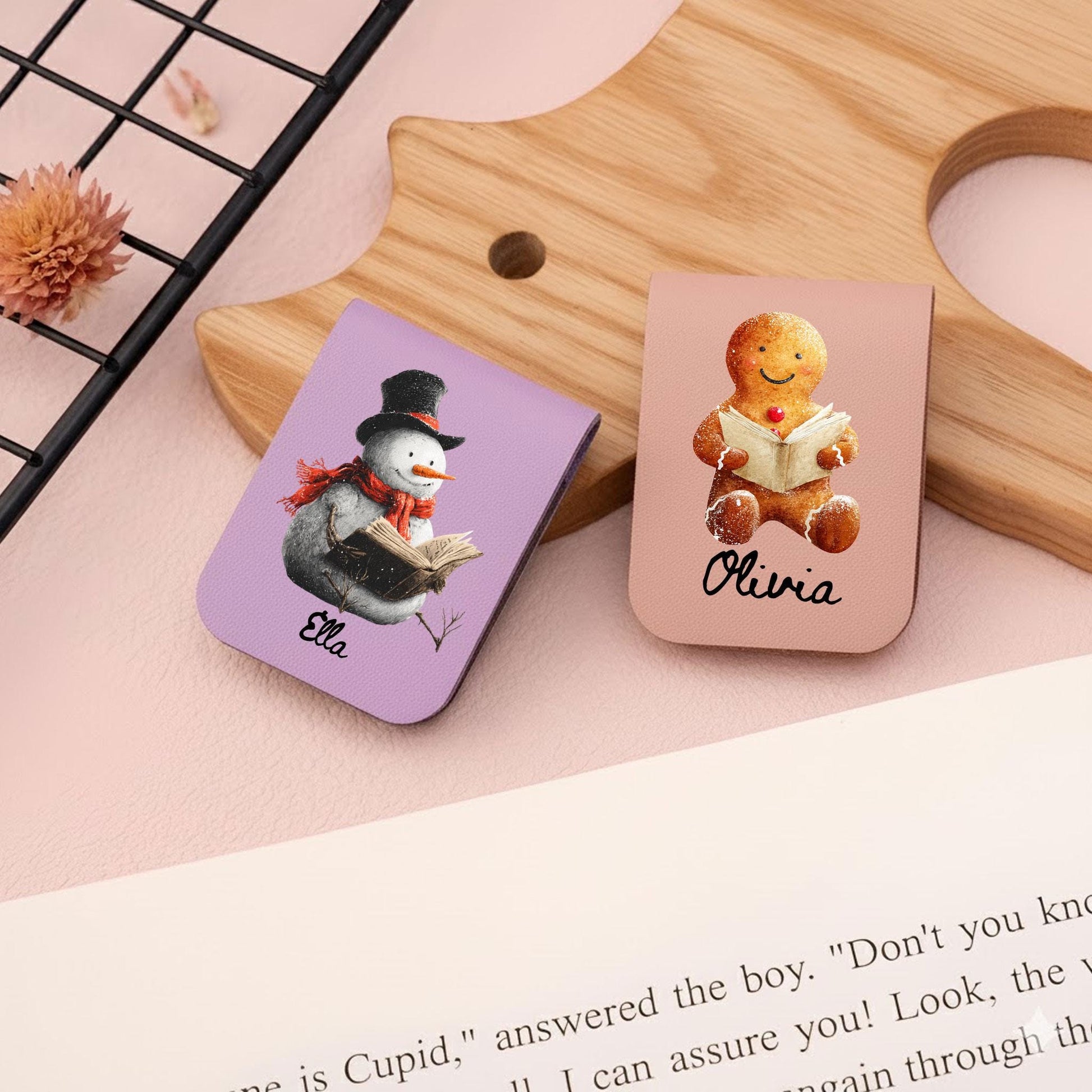 Personalized Magnetic Bookmark Set Christmas Character Print: Custom Name Holiday Page Clip image 2
