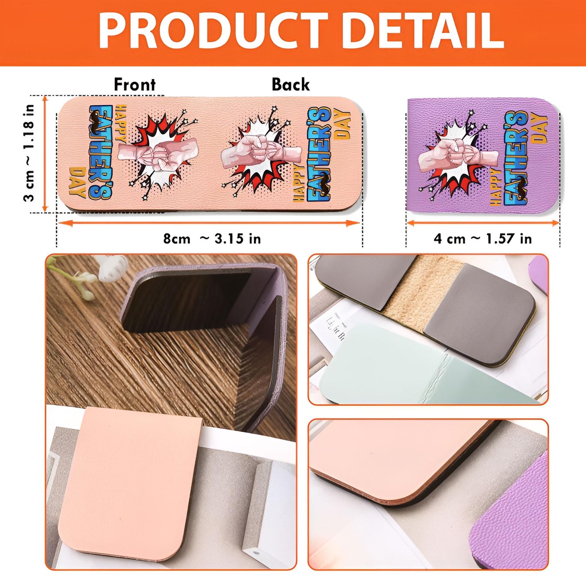 Custom Magnetic Leather Bookmark: Page Clip Sleeping Cat Christmas image 6