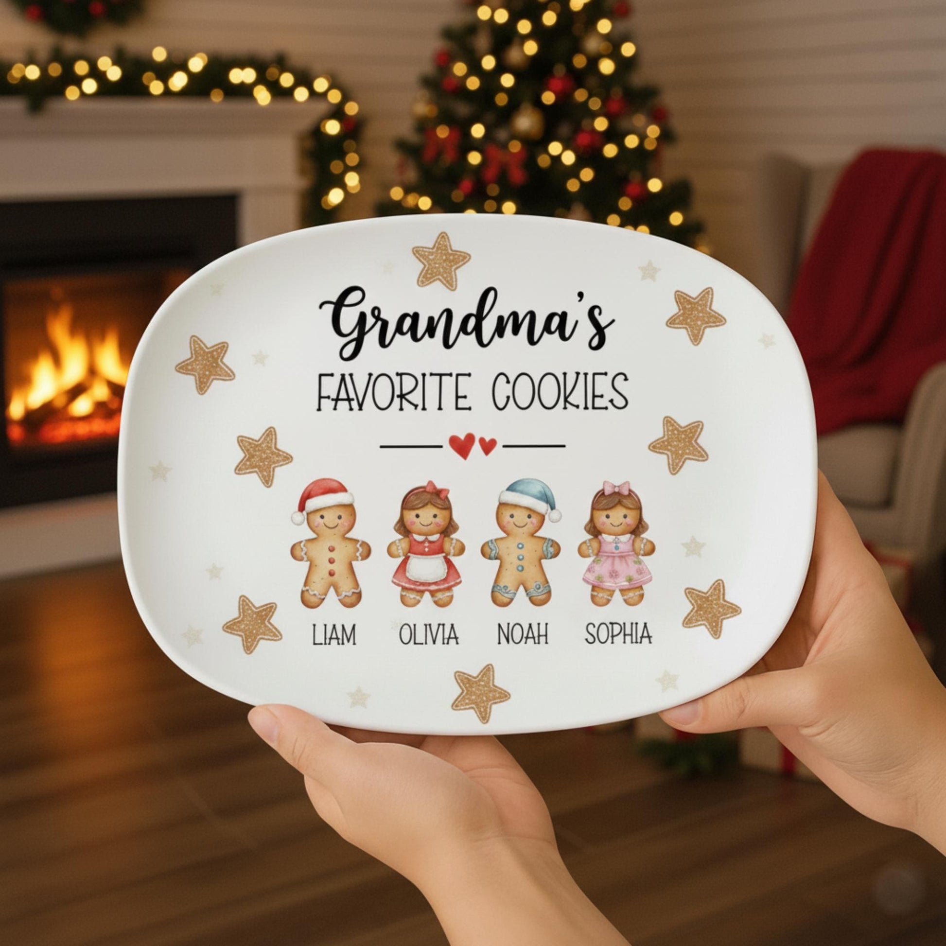 Grandma's Favorite Cookies Plate: Personalized Gingerbread Christmas DECOR Plate image 2