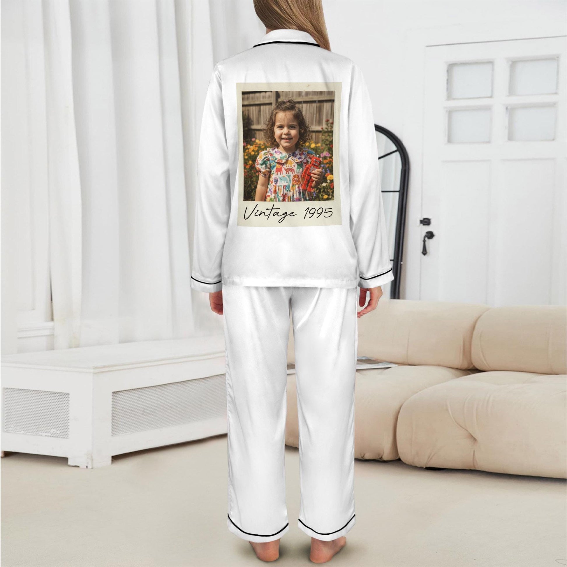 Personalized Satin Pajama Set Custom Photo Print: Vintage 30th Birthday Gift PJs image 5