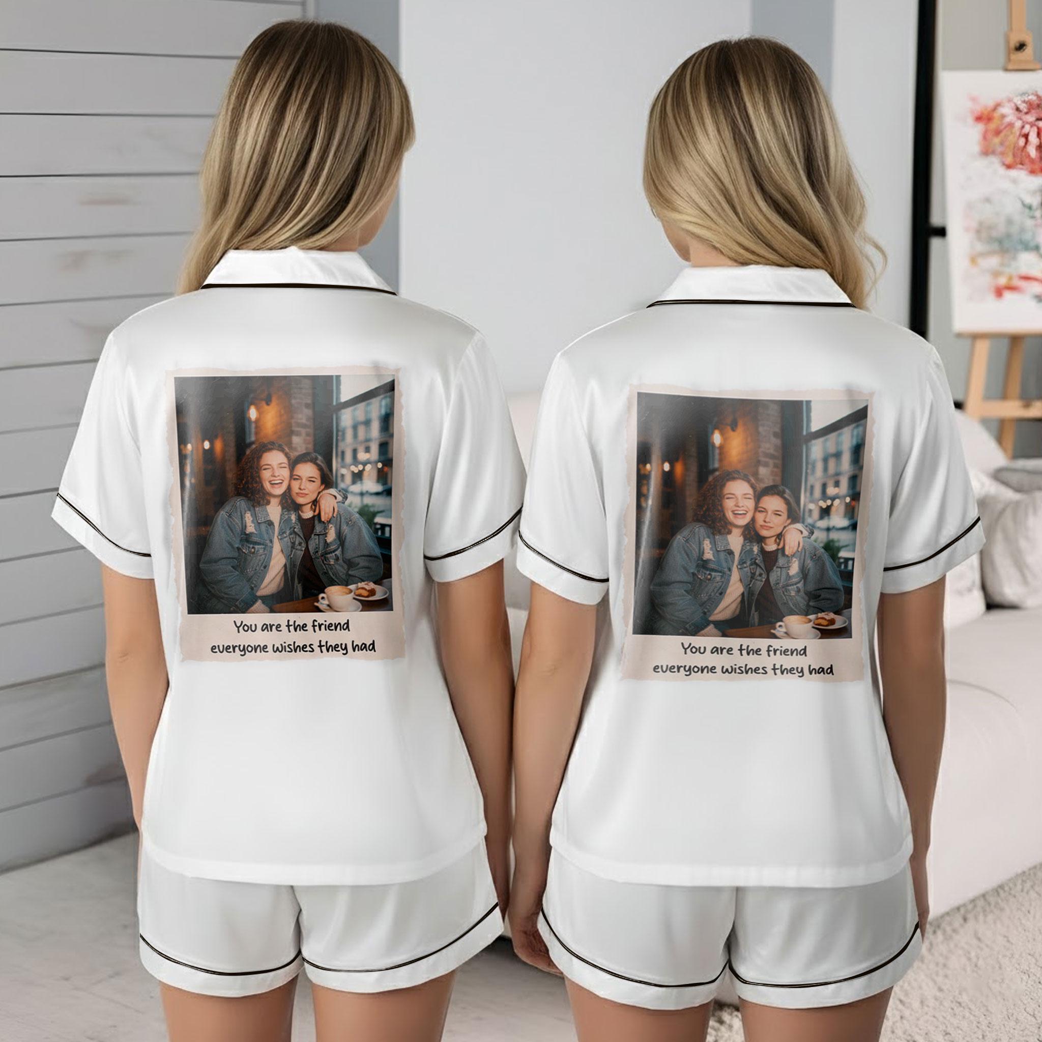 Matching Satin Pajama Set Custom Photo Print: Friendship Personalized Gift PJs image 2