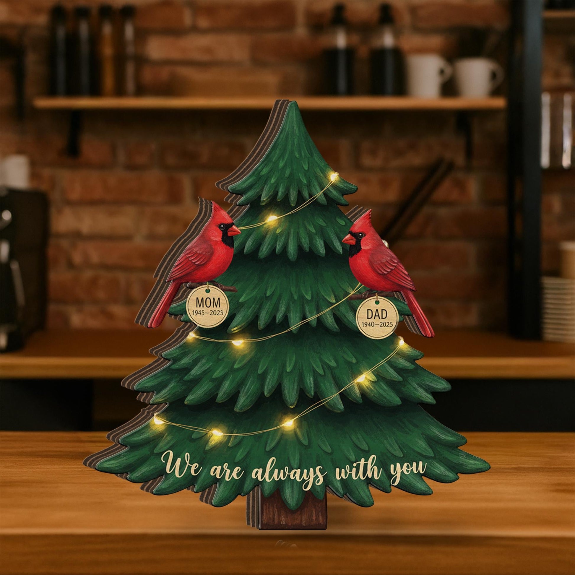 Cardinal Memorial Wooden Blocks– Custom Remembrance Decoration with Names image 2