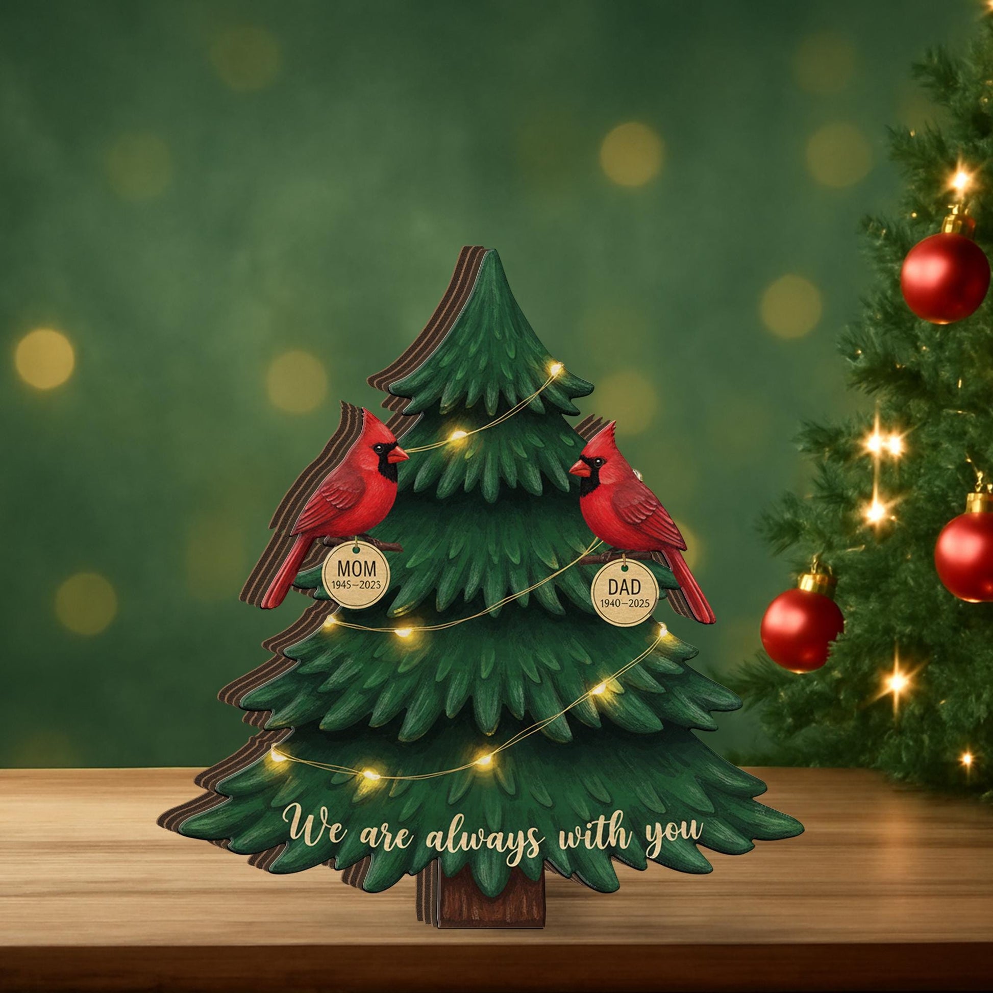 Cardinal Memorial Wooden Blocks– Custom Remembrance Decoration with Names image 3