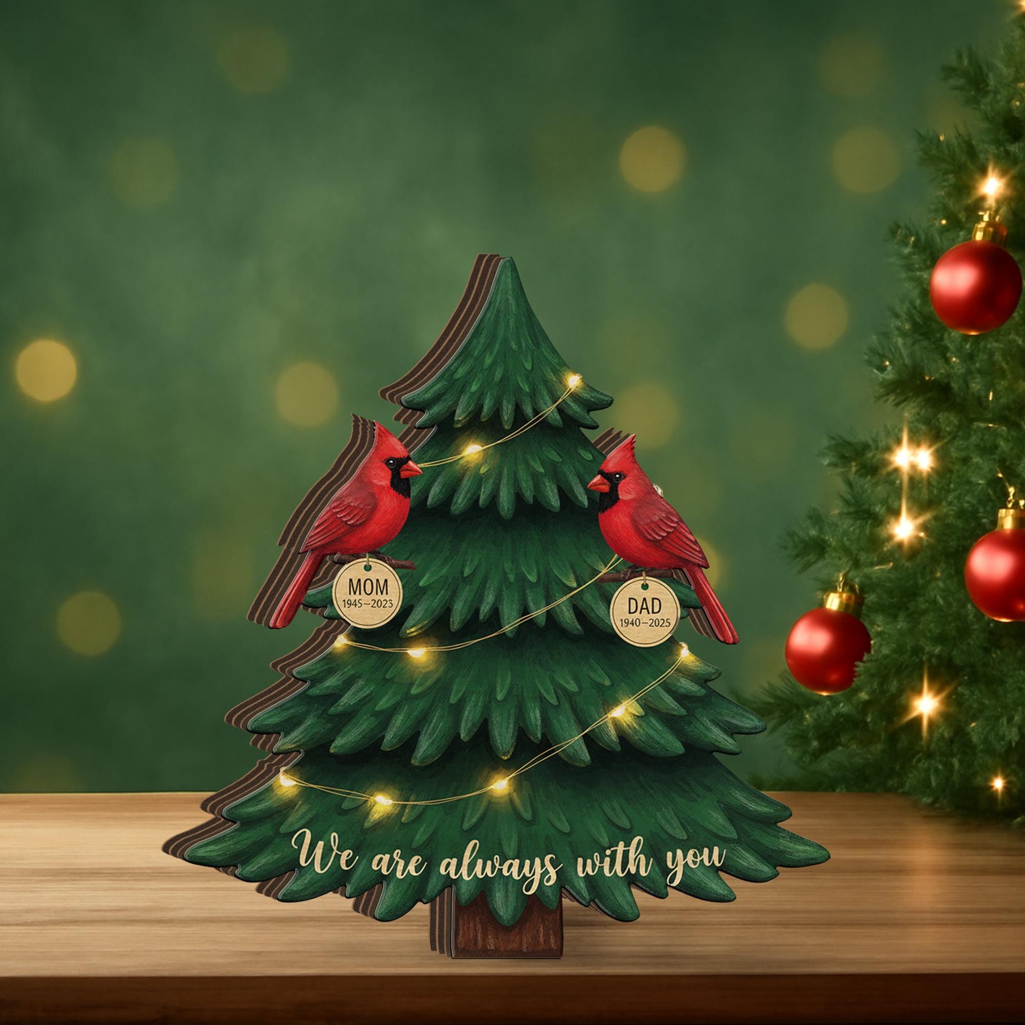 Cardinal Memorial Wooden Blocks– Custom Remembrance Decoration with Names image 3