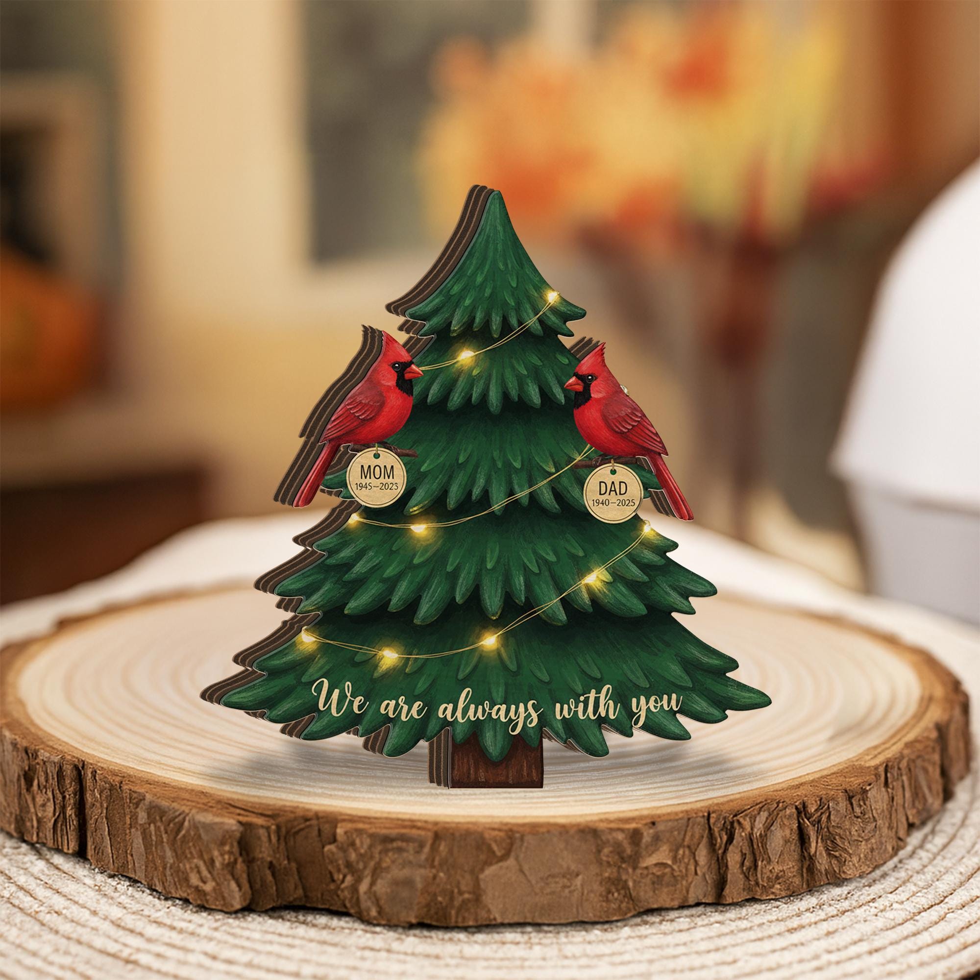 Cardinal Memorial Wooden Blocks– Custom Remembrance Decoration with Names image 6