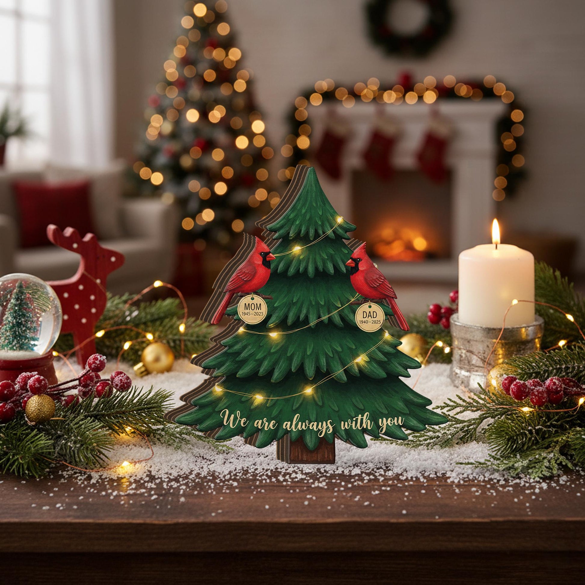 Cardinal Memorial Wooden Blocks– Custom Remembrance Decoration with Names image 5