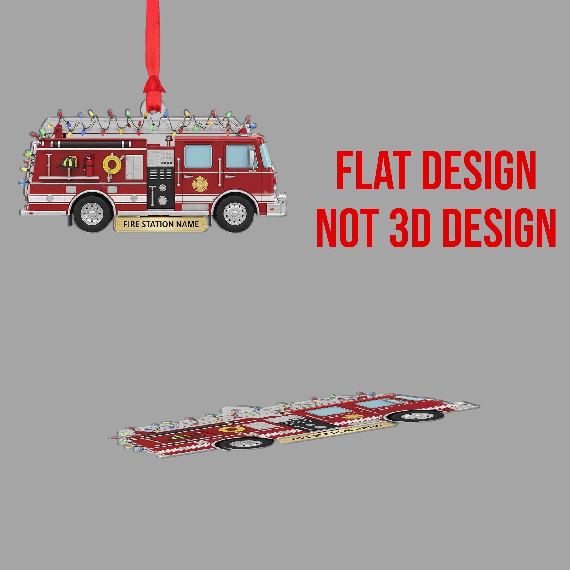 Personalized Fire Truck Ornament - Firefighter Gift, Custom Fire Station Name image 2