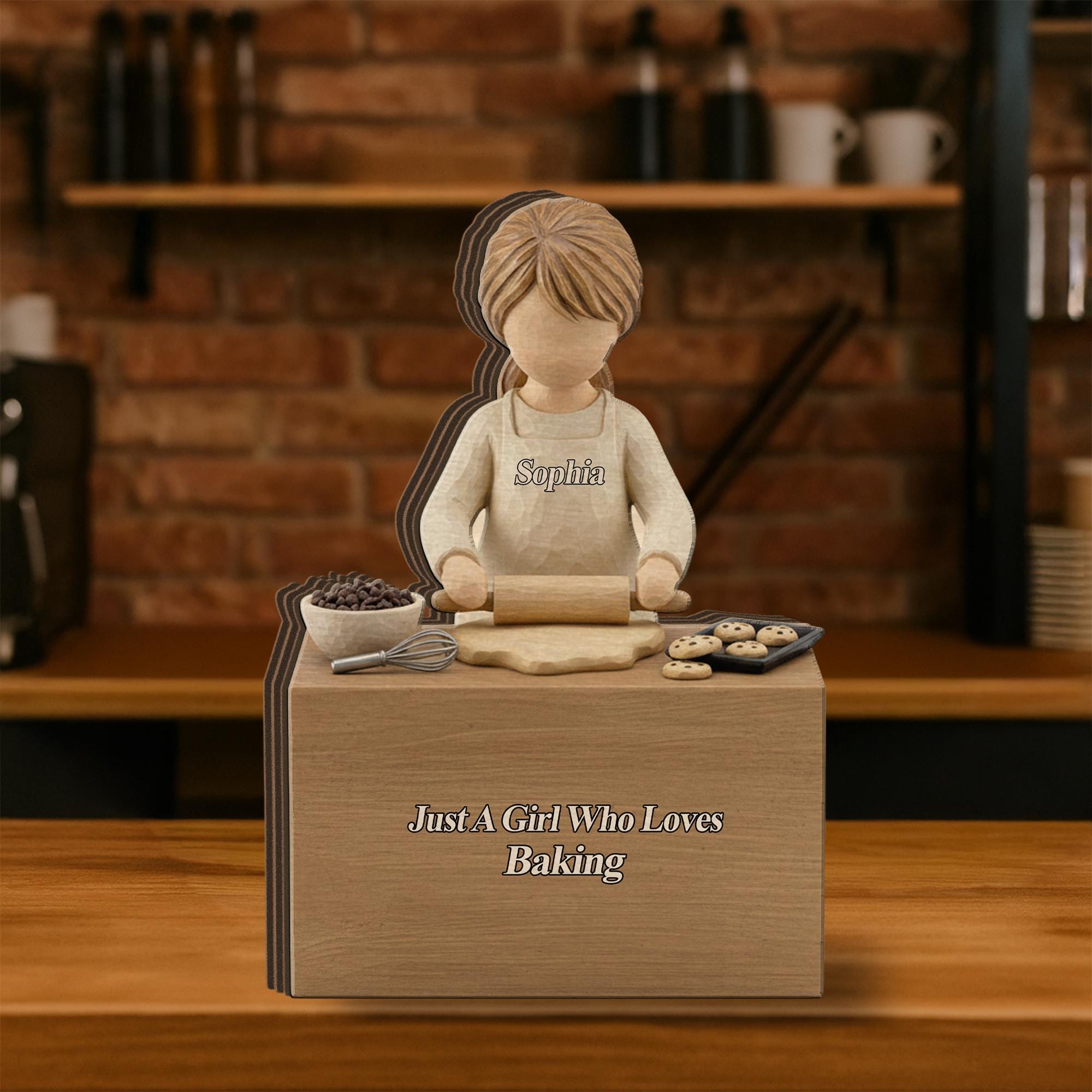 Custom Baking Wooden Block: Personalized Baker Figurine Decor image 2