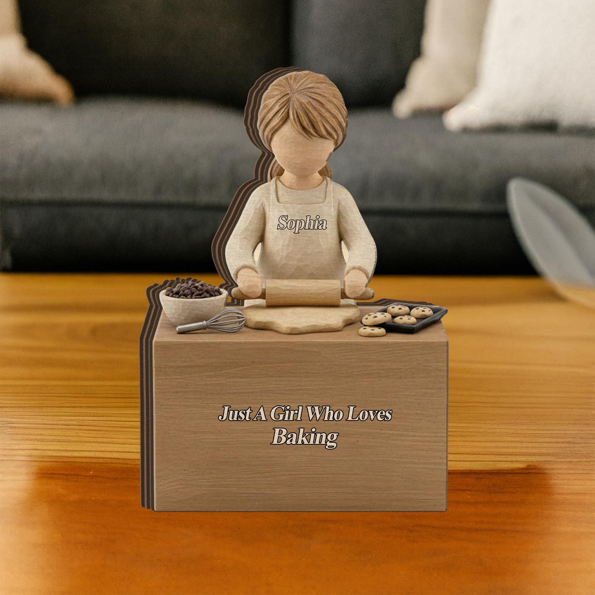 Custom Baking Wooden Block: Personalized Baker Figurine Decor image 1