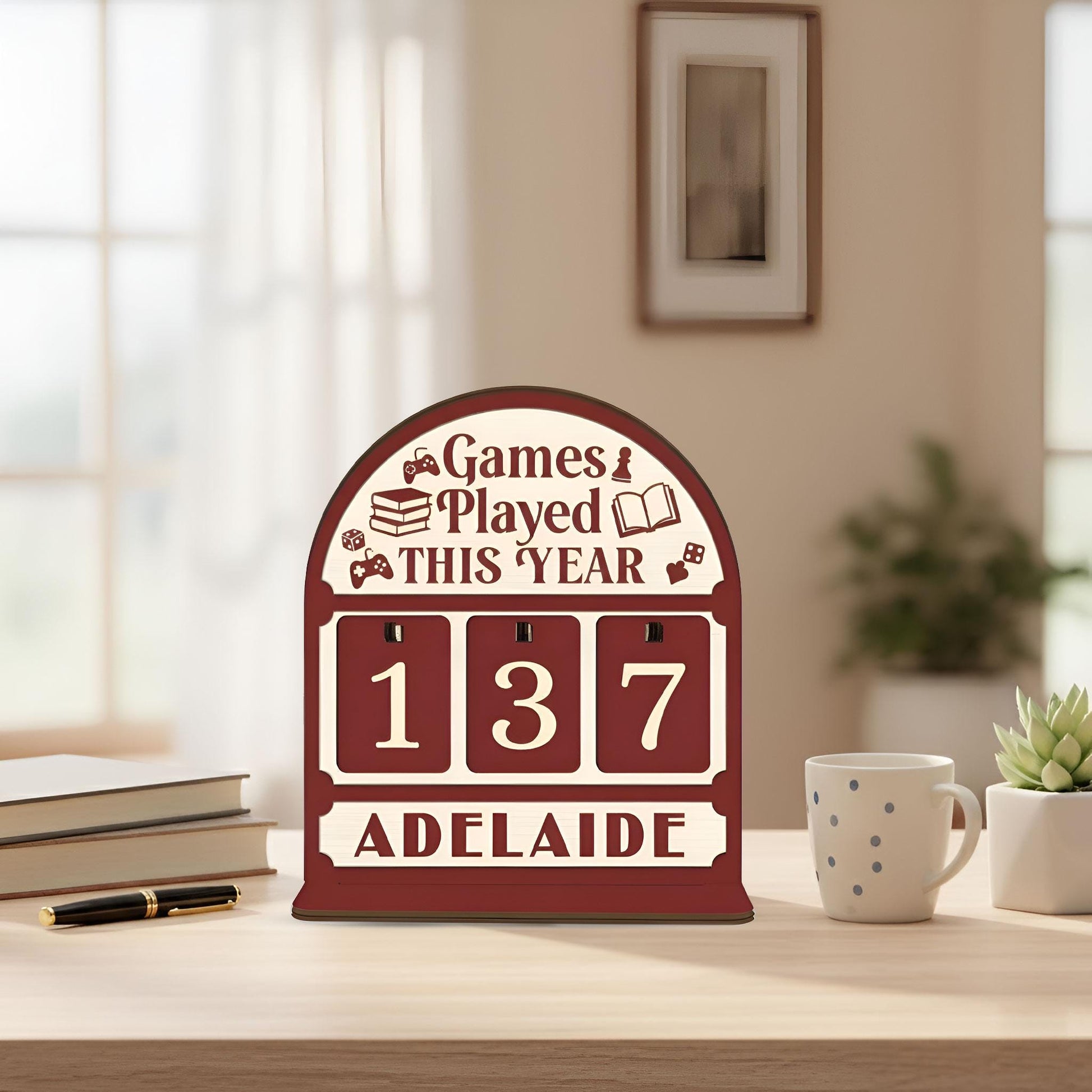 Wood Counter: Games Played Score Tracker, Perpetual Tabletop Display image 2