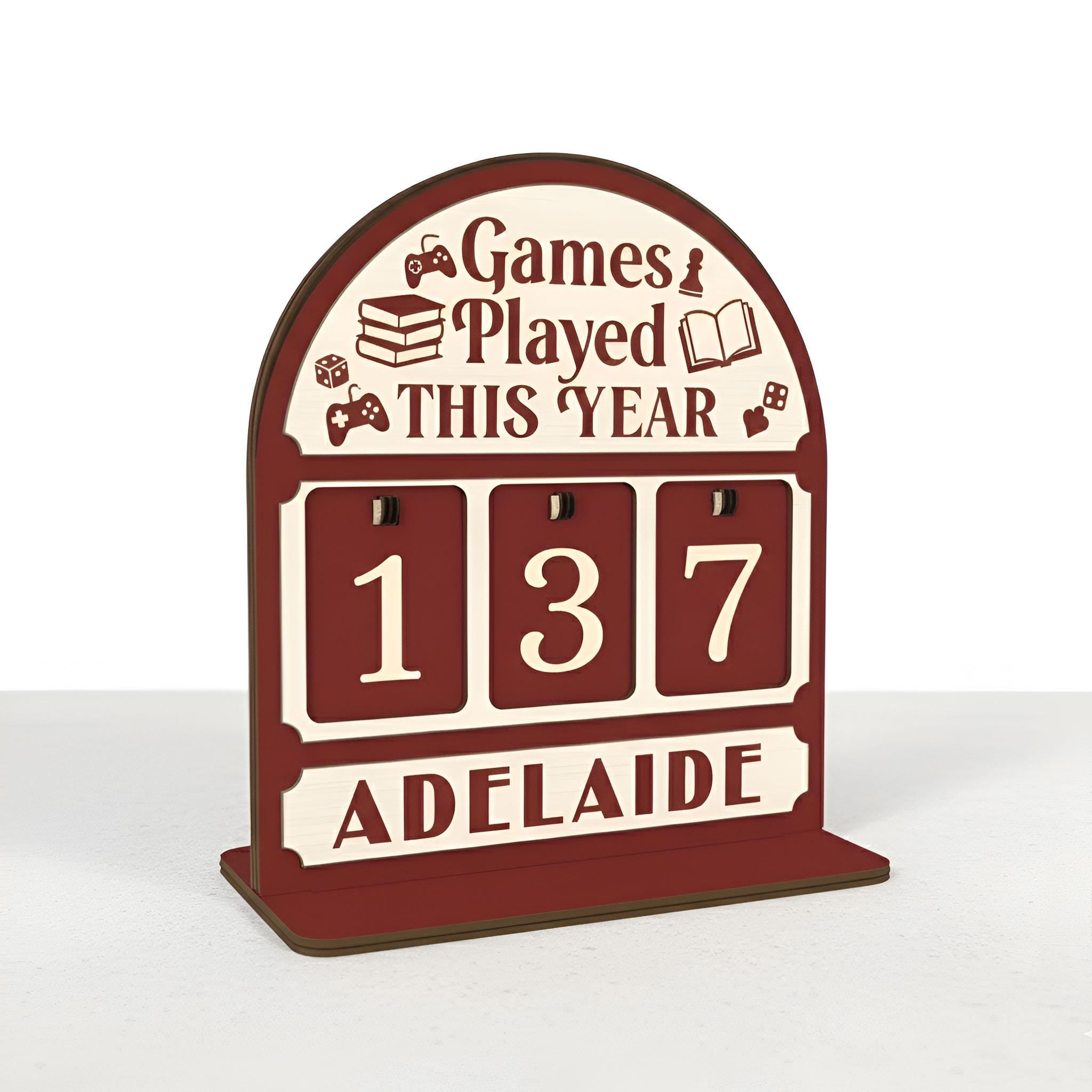 Wood Counter: Games Played Score Tracker, Perpetual Tabletop Display image 3