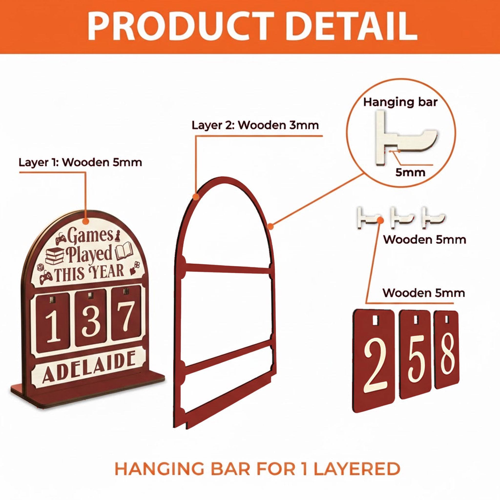 Wood Counter: Games Played Score Tracker, Perpetual Tabletop Display image 5