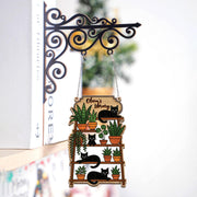 Custom Bookshelf Sign: Personalized Black Cat Plant Shelf Hanging Ornament image 1