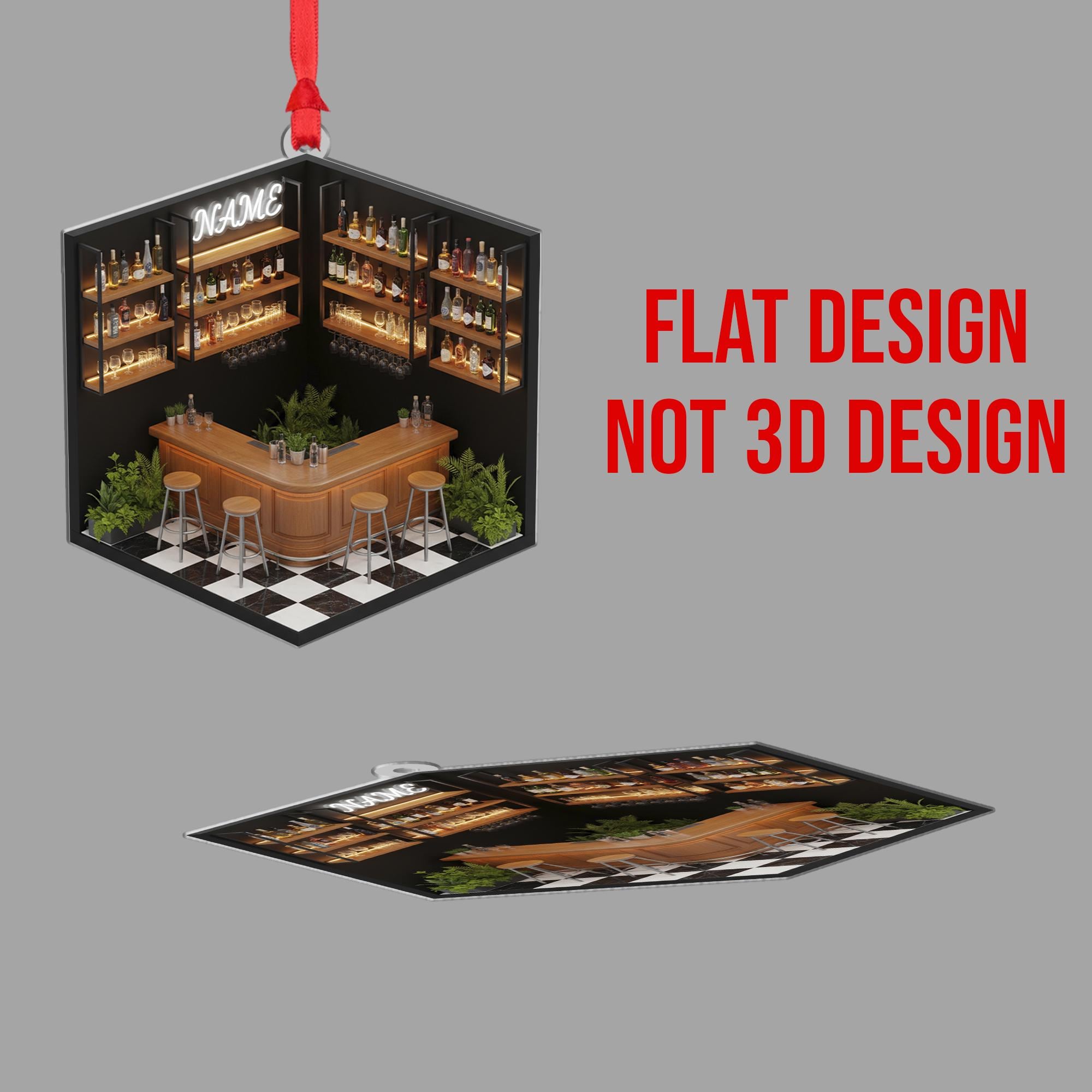 Custom Bar Ornament: Miniature Pub Christmas Decor, Bartender Keepsake image 3