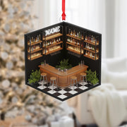 Custom Bar Ornament: Miniature Pub Christmas Decor, Bartender Keepsake image 1