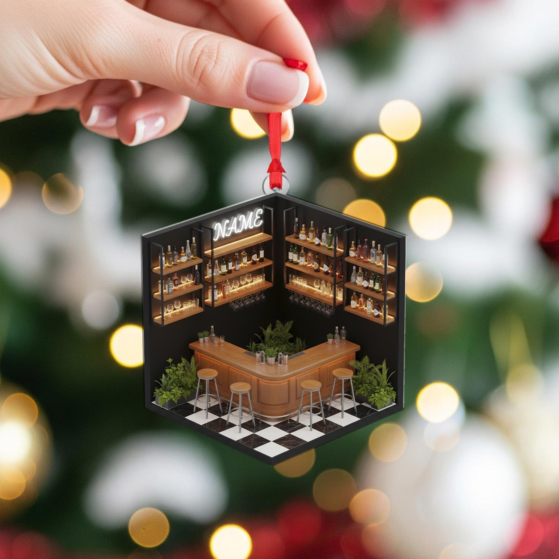 Custom Bar Ornament: Miniature Pub Christmas Decor, Bartender Keepsake image 5