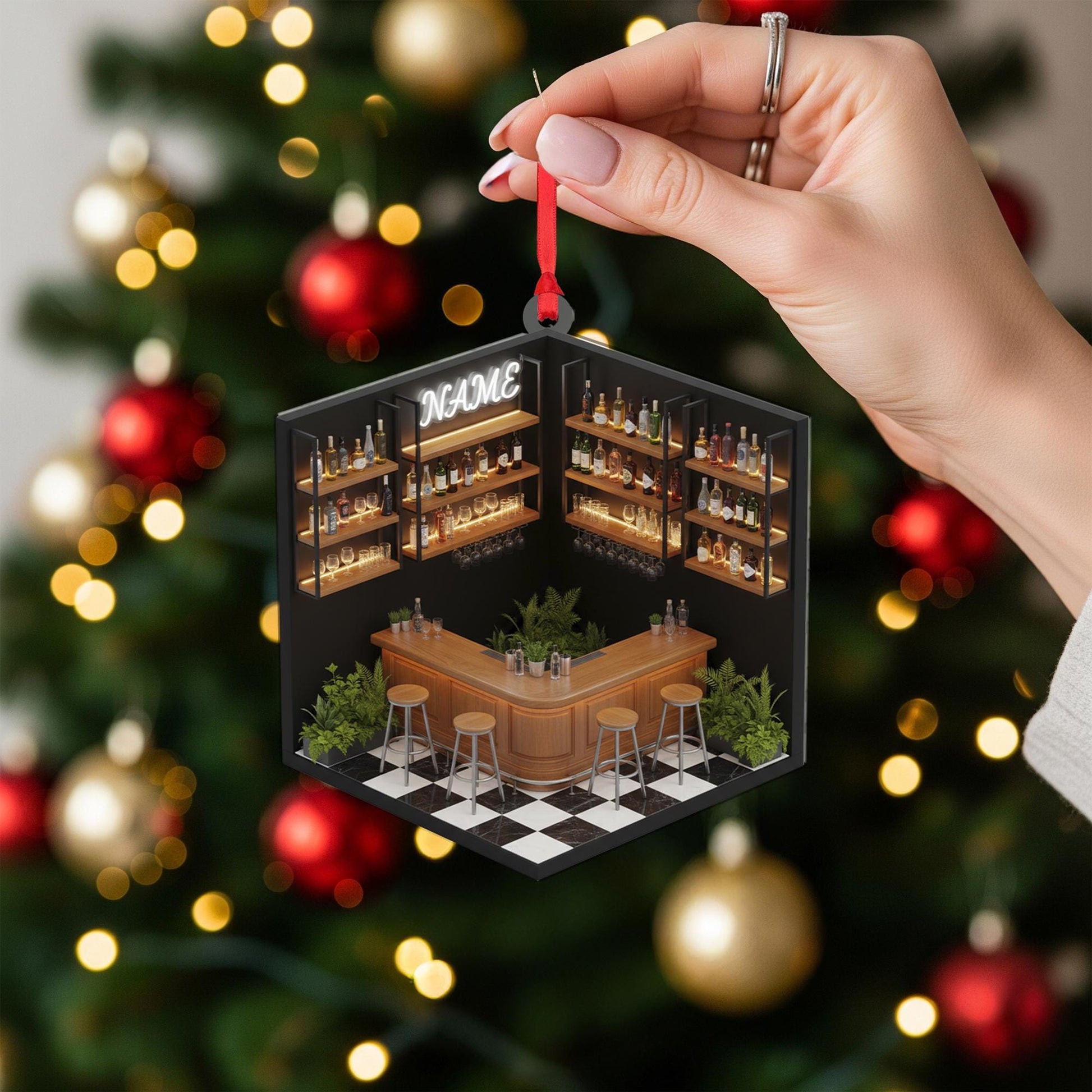 Custom Bar Ornament: Miniature Pub Christmas Decor, Bartender Keepsake image 6