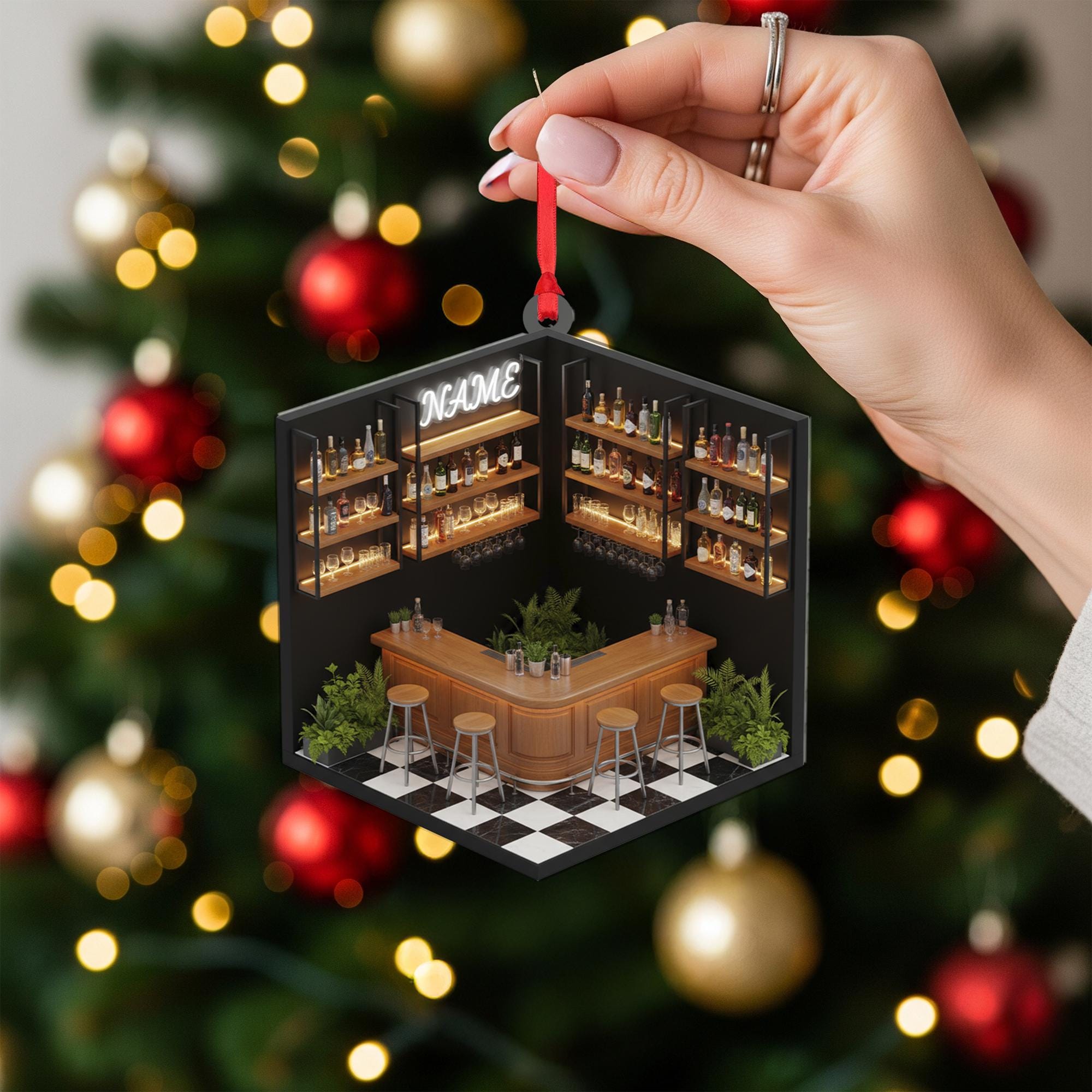 Custom Bar Ornament: Miniature Pub Christmas Decor, Bartender Keepsake image 6