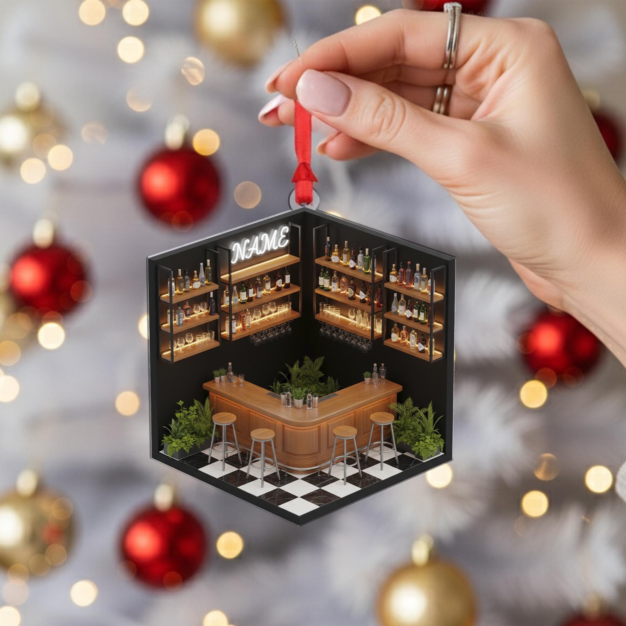 Custom Bar Ornament: Miniature Pub Christmas Decor, Bartender Keepsake image 7