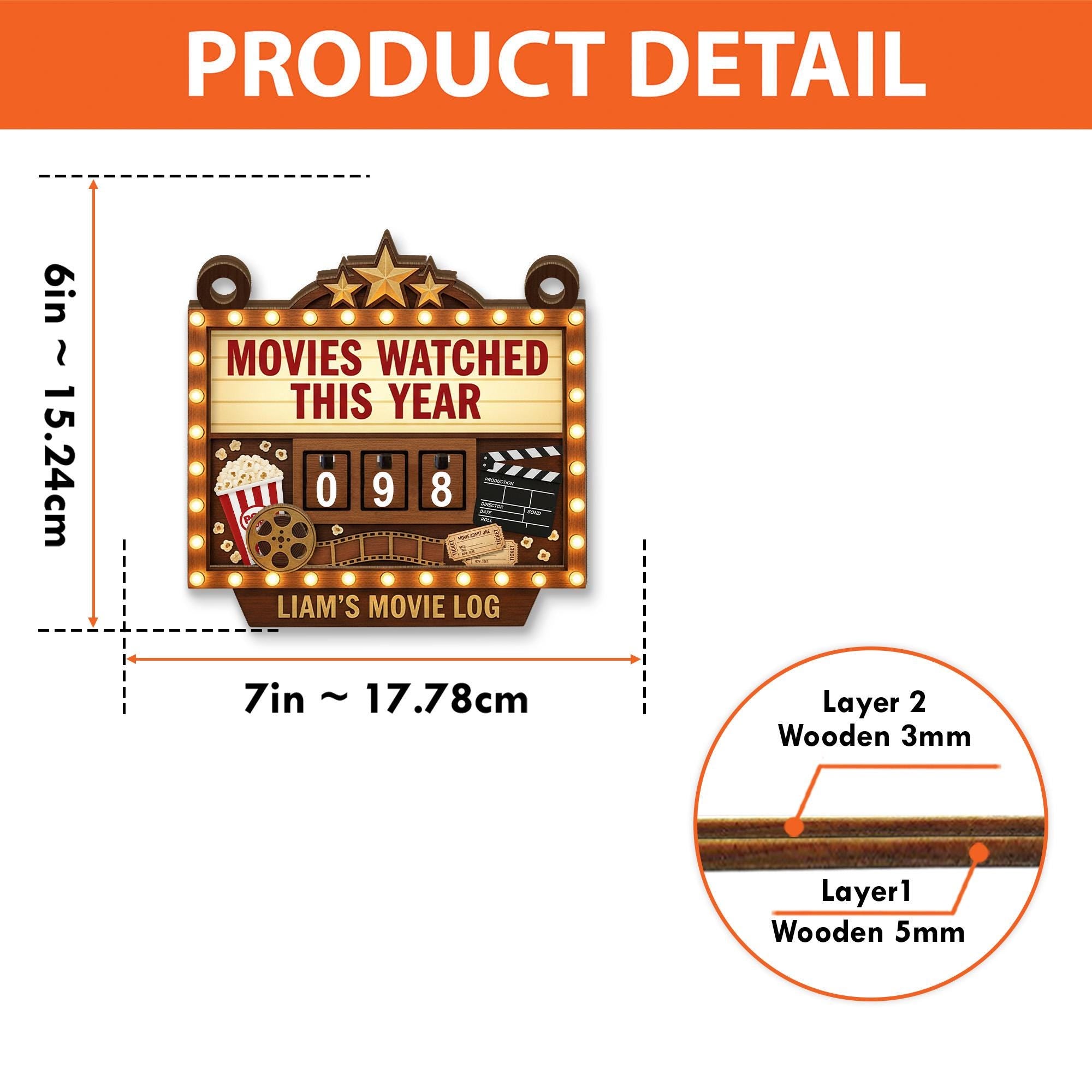 Wooden Movie Tracker Sign – “Movies Watched This Year” Flip Counter Board image 5