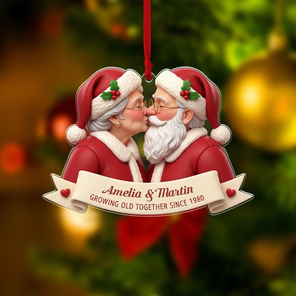 Mr and Mrs Claus Ornament: Personalized Christmas Couple Decoration image 1