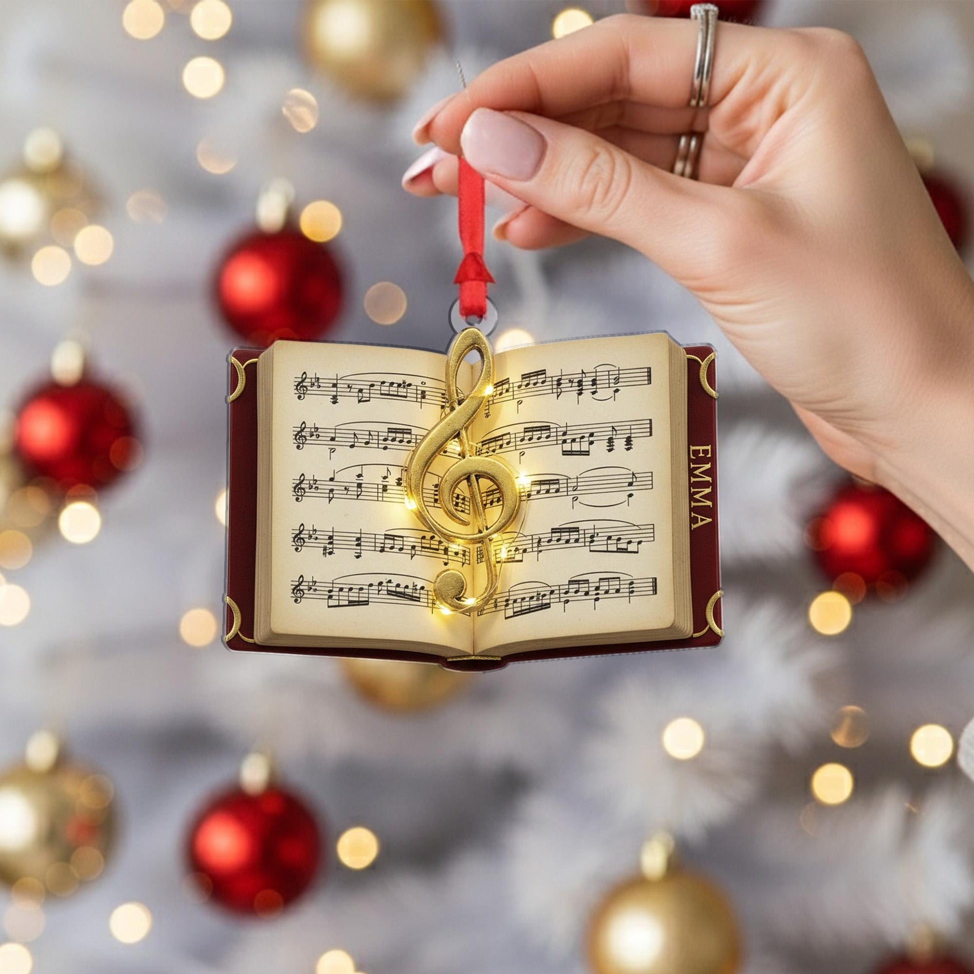 Personalized Music Book Ornament - Treble Clef Christmas Decor Keepsake image 4