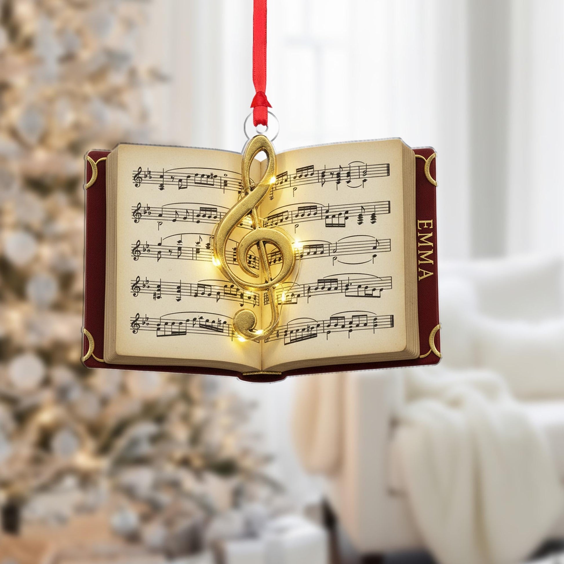 Personalized Music Book Ornament - Treble Clef Christmas Decor Keepsake image 3