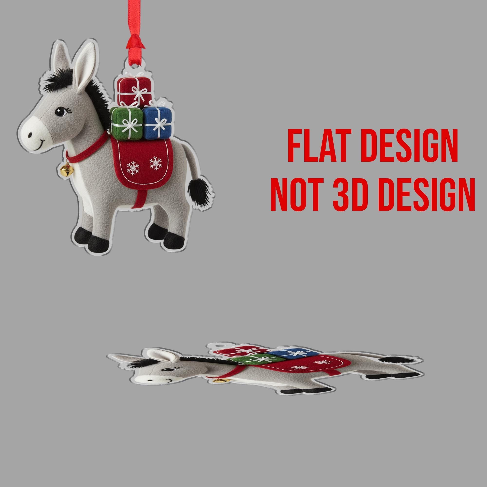 Festive Donkey Ornament - Christmas Tree Farm Animal Holiday Keepsake image 2