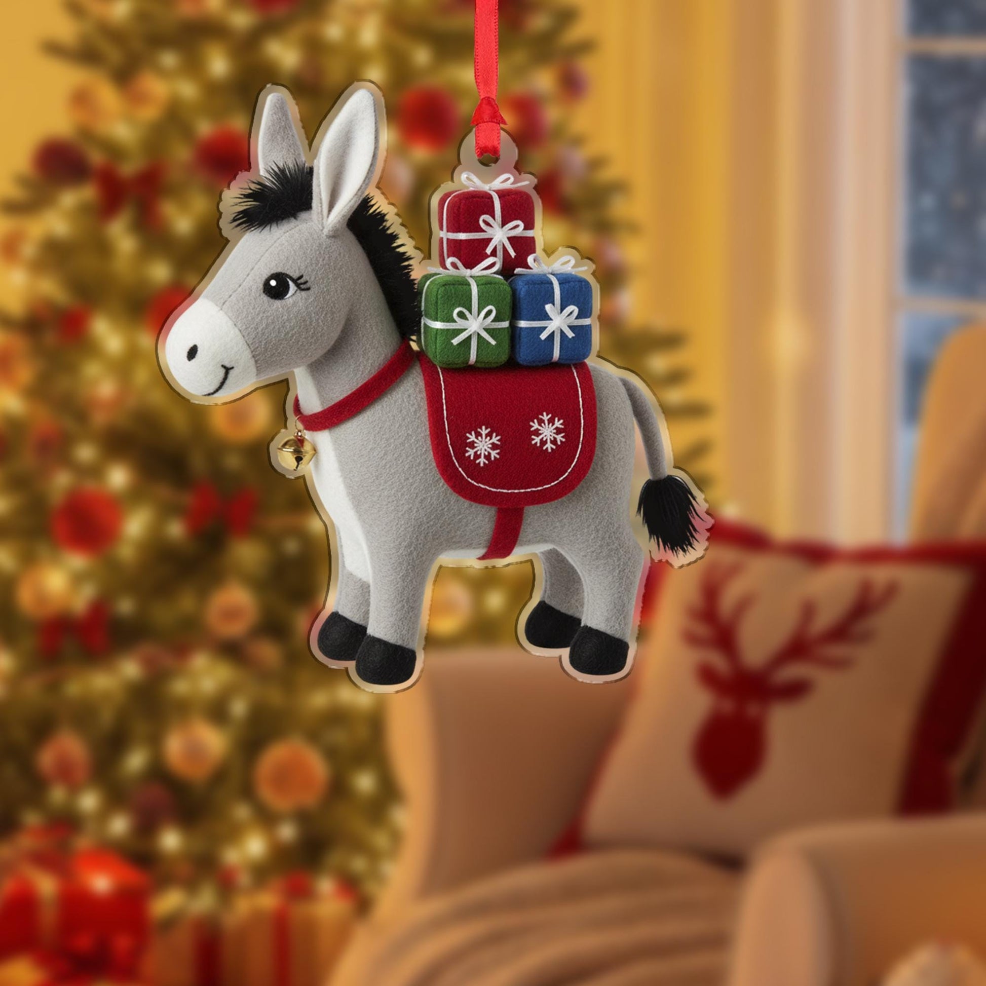 Festive Donkey Ornament - Christmas Tree Farm Animal Holiday Keepsake image 3
