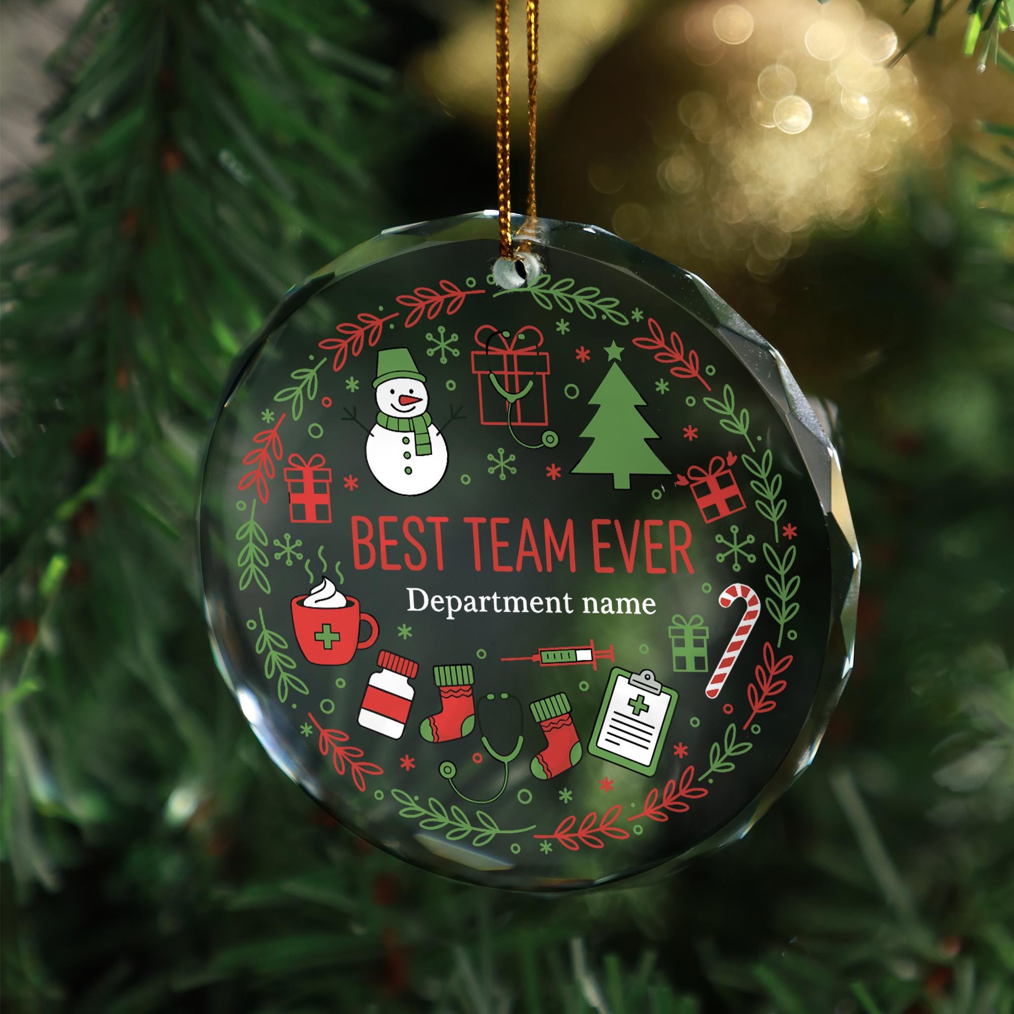 Custom Nurse Team Ornament - Holiday Wreath Department Appreciation Gift image 1