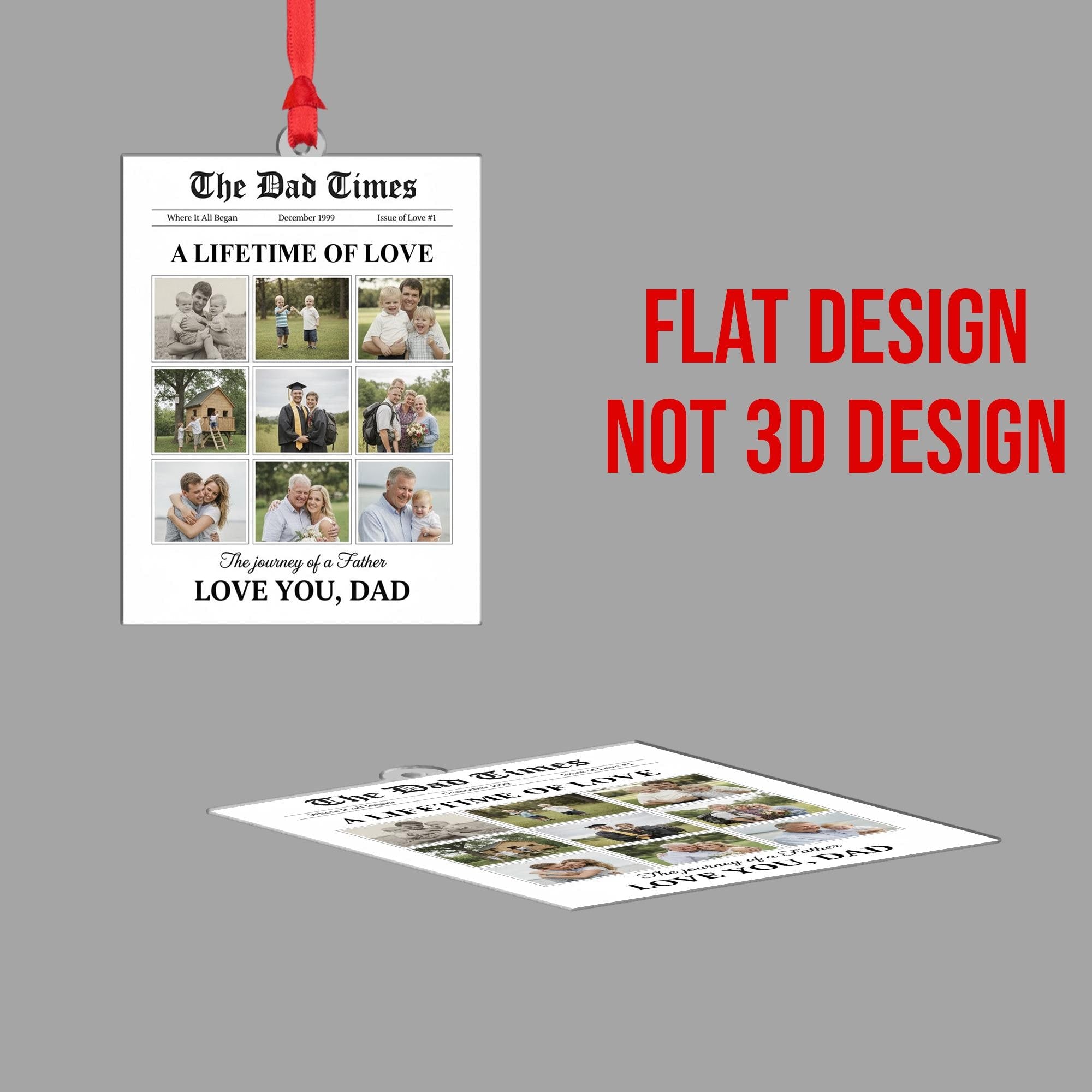 Personalized Dad Times Newspaper Ornament - Family Photo Christmas Keepsake image 2