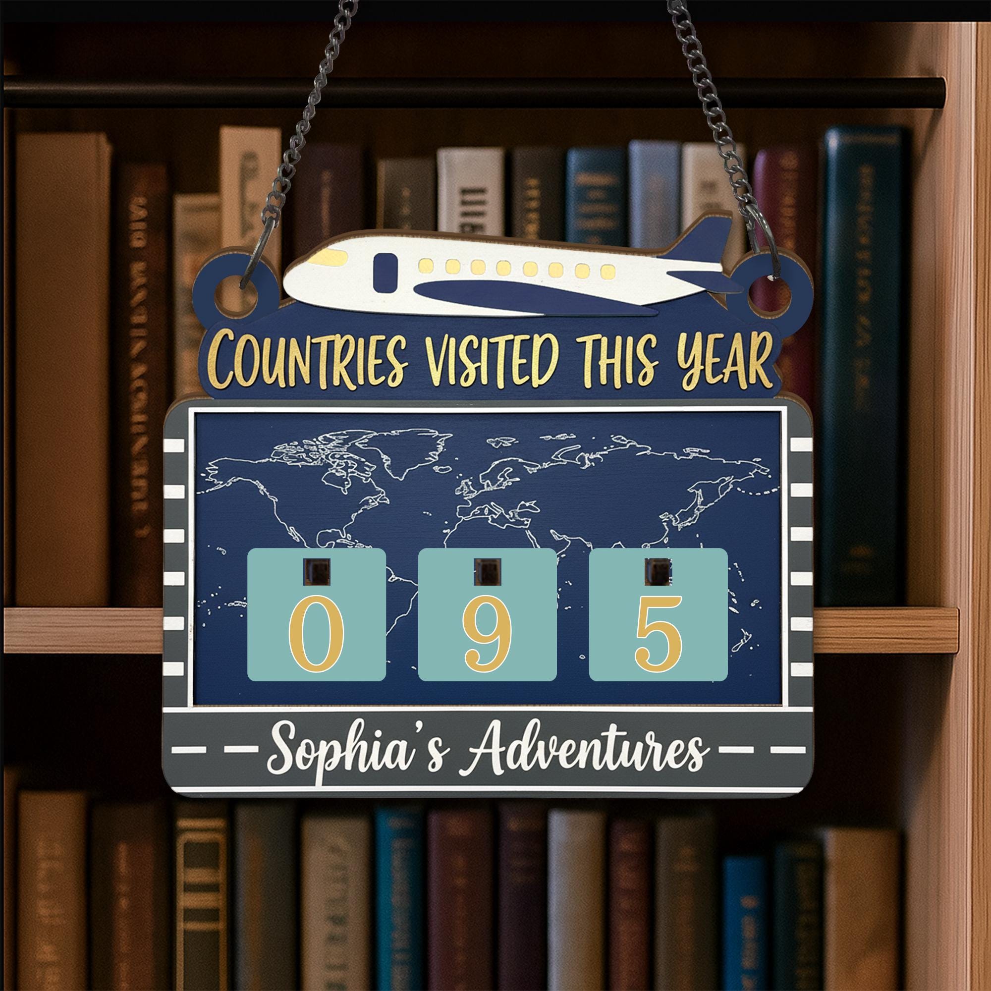 Countries Visited Tracker Sign – Travel Countdown Display, World Map Wall Hanging for Travelers image 2