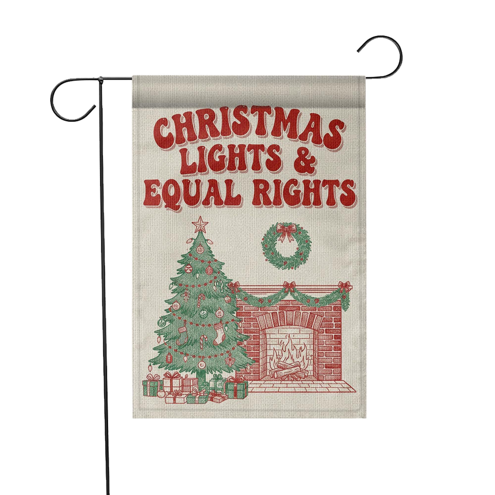 Christmas Lights Garden Flag - Equal Rights Holiday Decor, Festive Yard Sign image 2