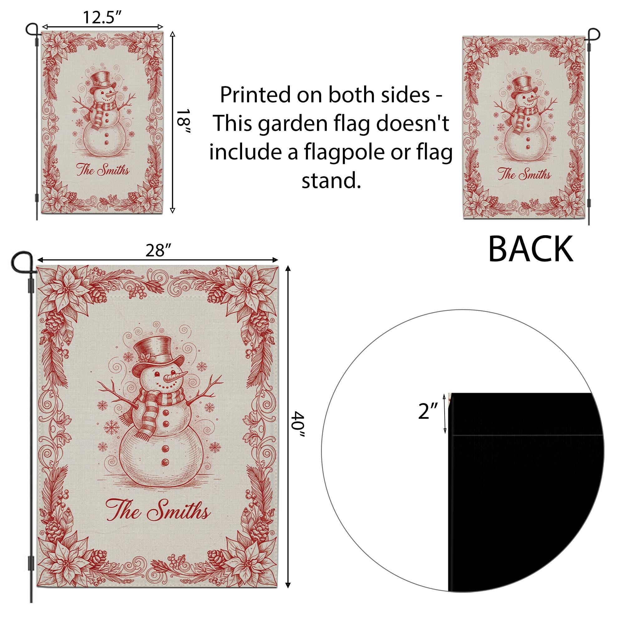 Personalized Snowman Garden Flag - Winter Holiday Decor, Custom Family Yard Sign image 3