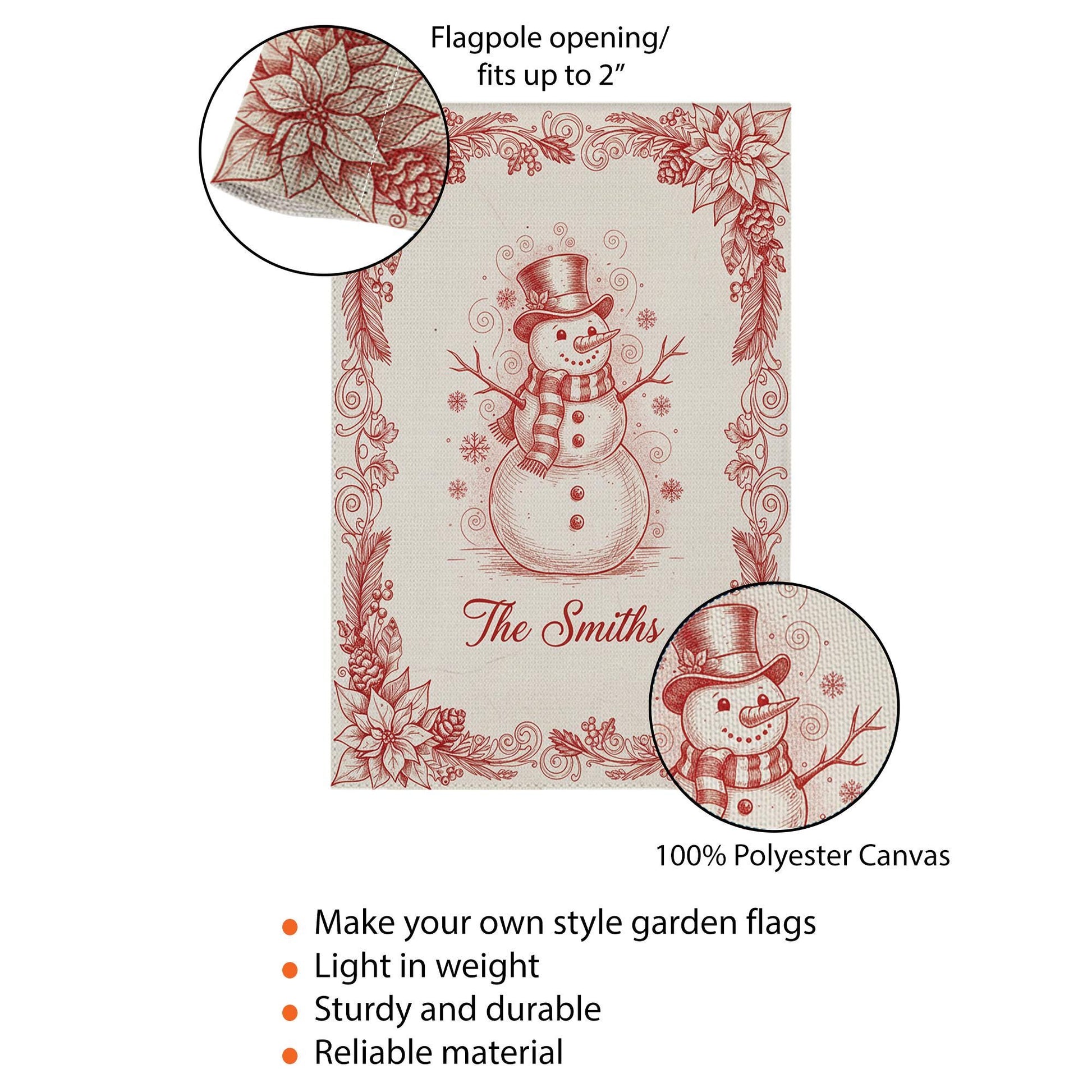 Personalized Snowman Garden Flag - Winter Holiday Decor, Custom Family Yard Sign image 2