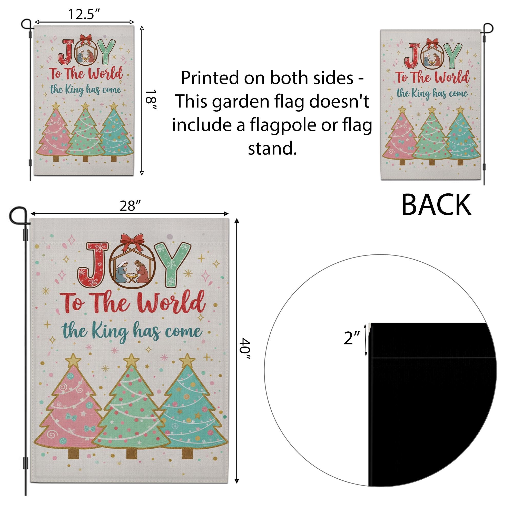 JOY to the World Garden Flag – Nativity Christmas Yard Decor with Trees & Snowman image 4