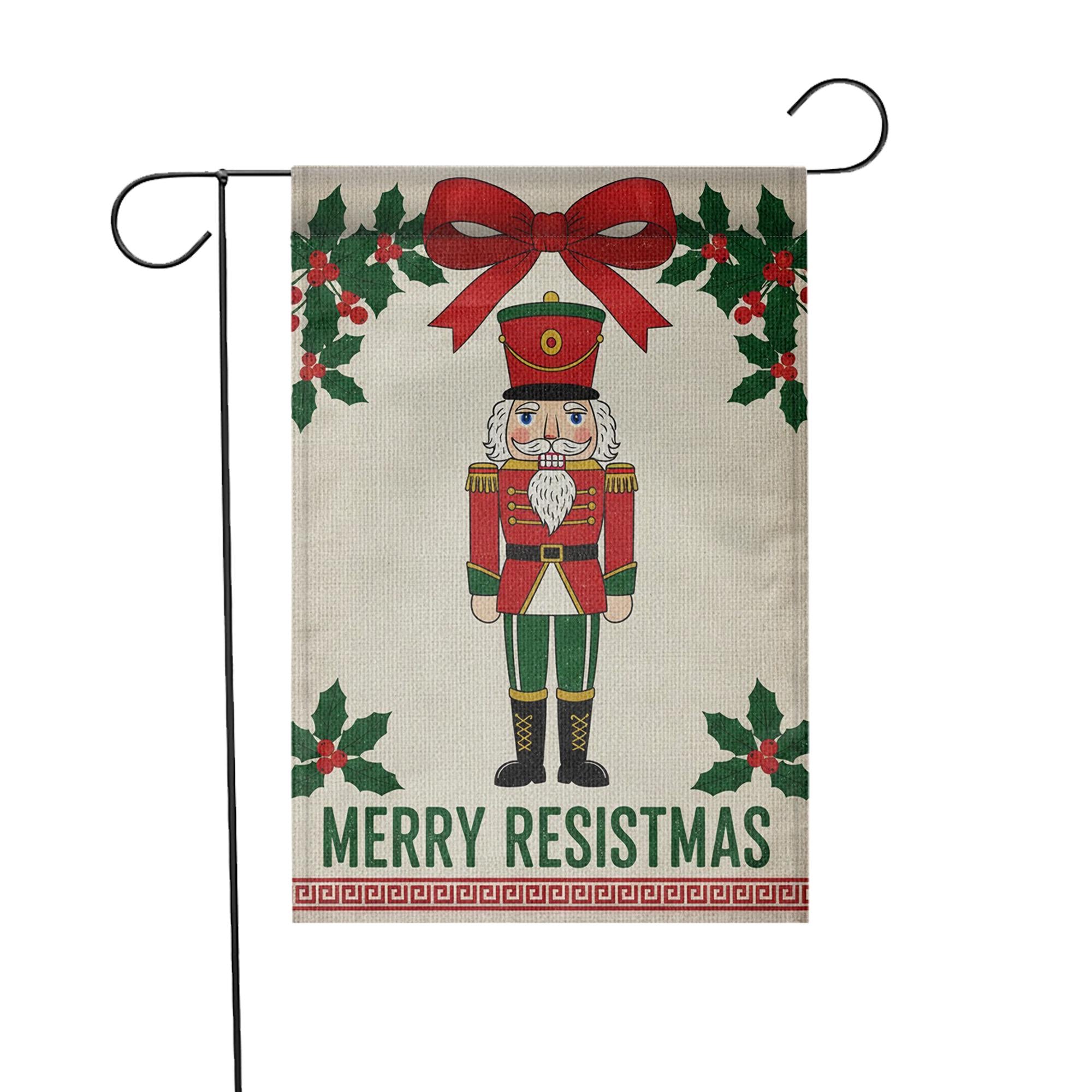 Nutcracker Garden Flag – Merry Resistmas Yard Decor with Activist Message image 2