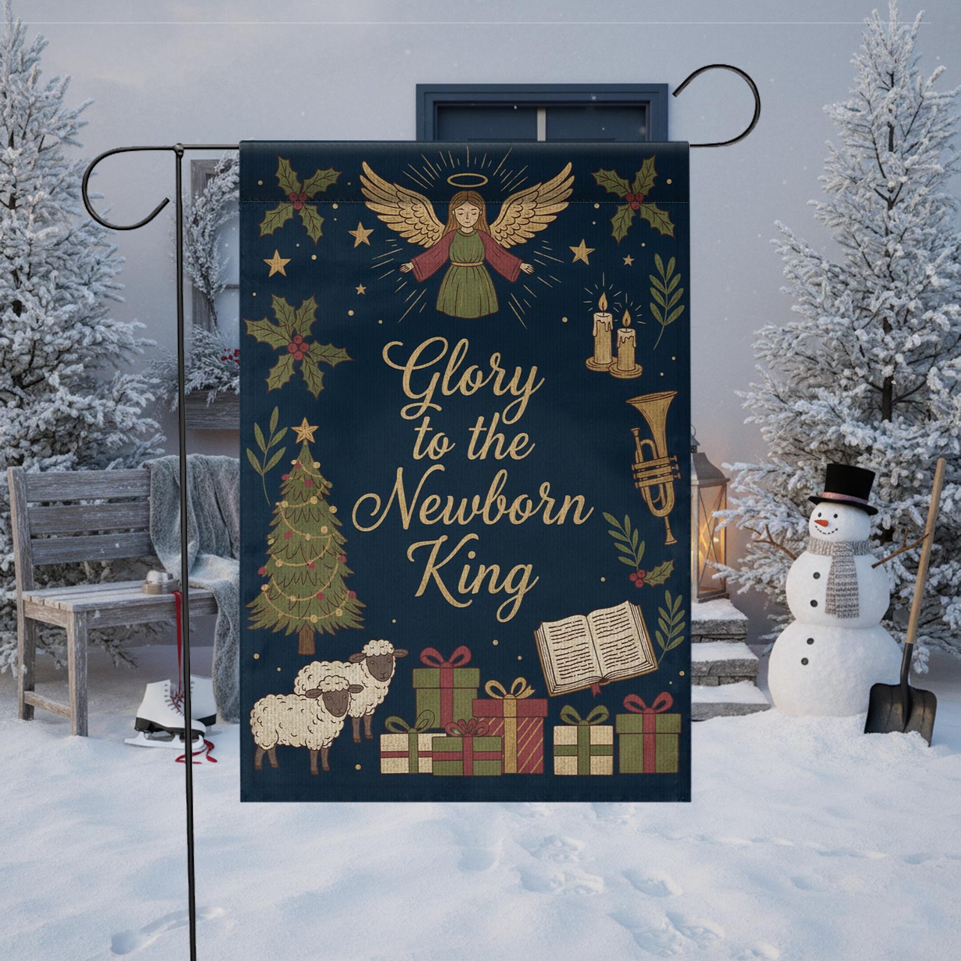 Polyester Garden Flag – Glory to the Newborn King Christmas Outdoor Decor image 3