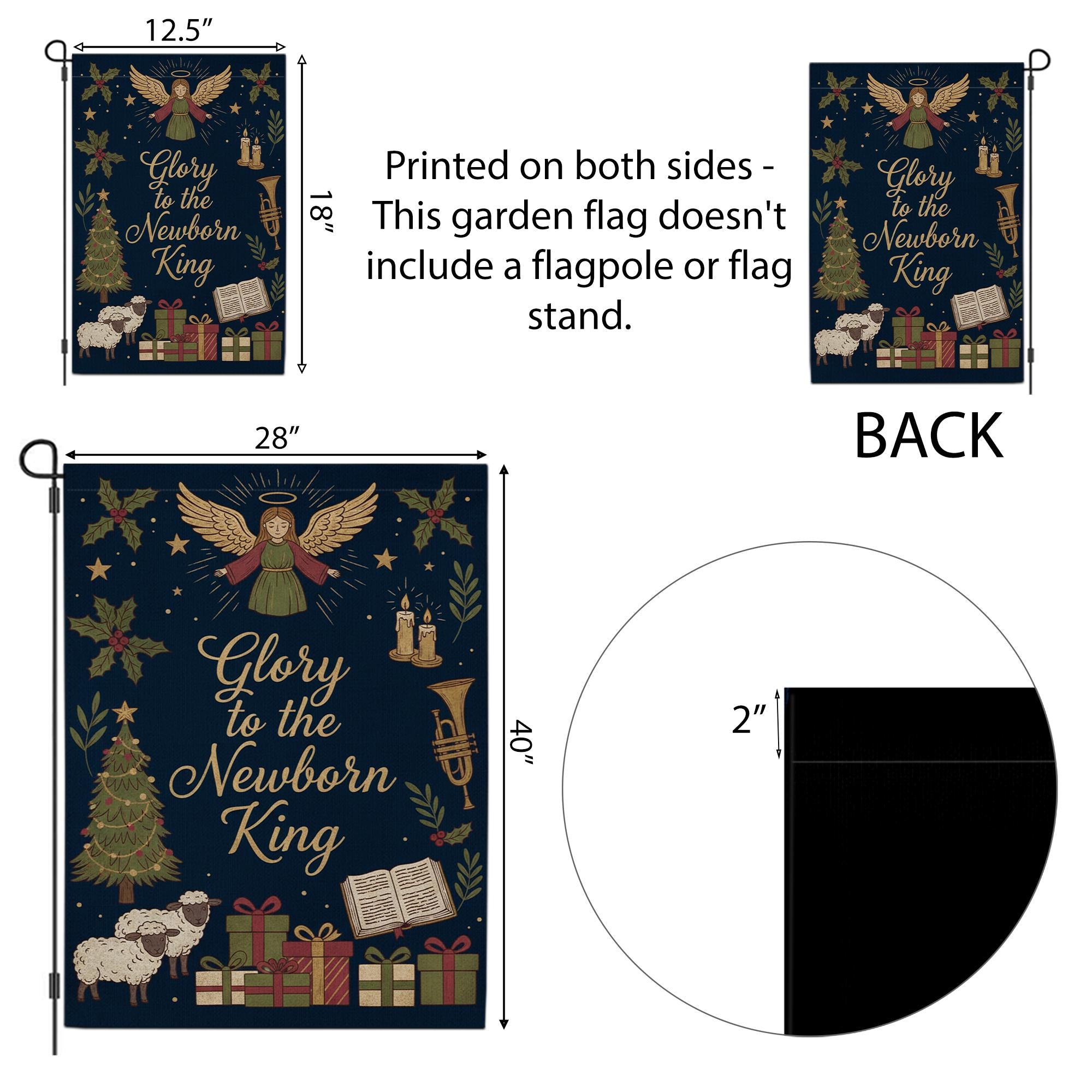 Polyester Garden Flag – Glory to the Newborn King Christmas Outdoor Decor image 7