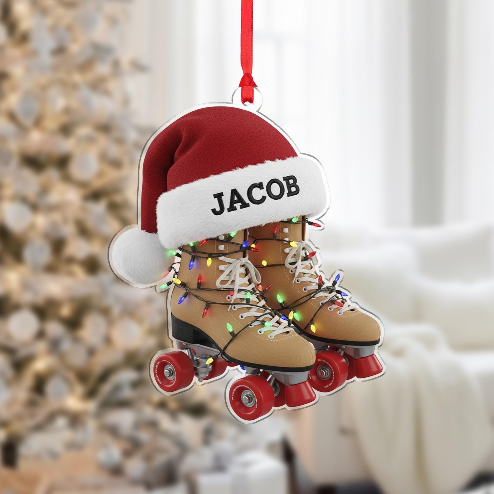 Personalized Roller Skate Ornament – Custom Name, Retro Roller Skates Tree Decoration image 2