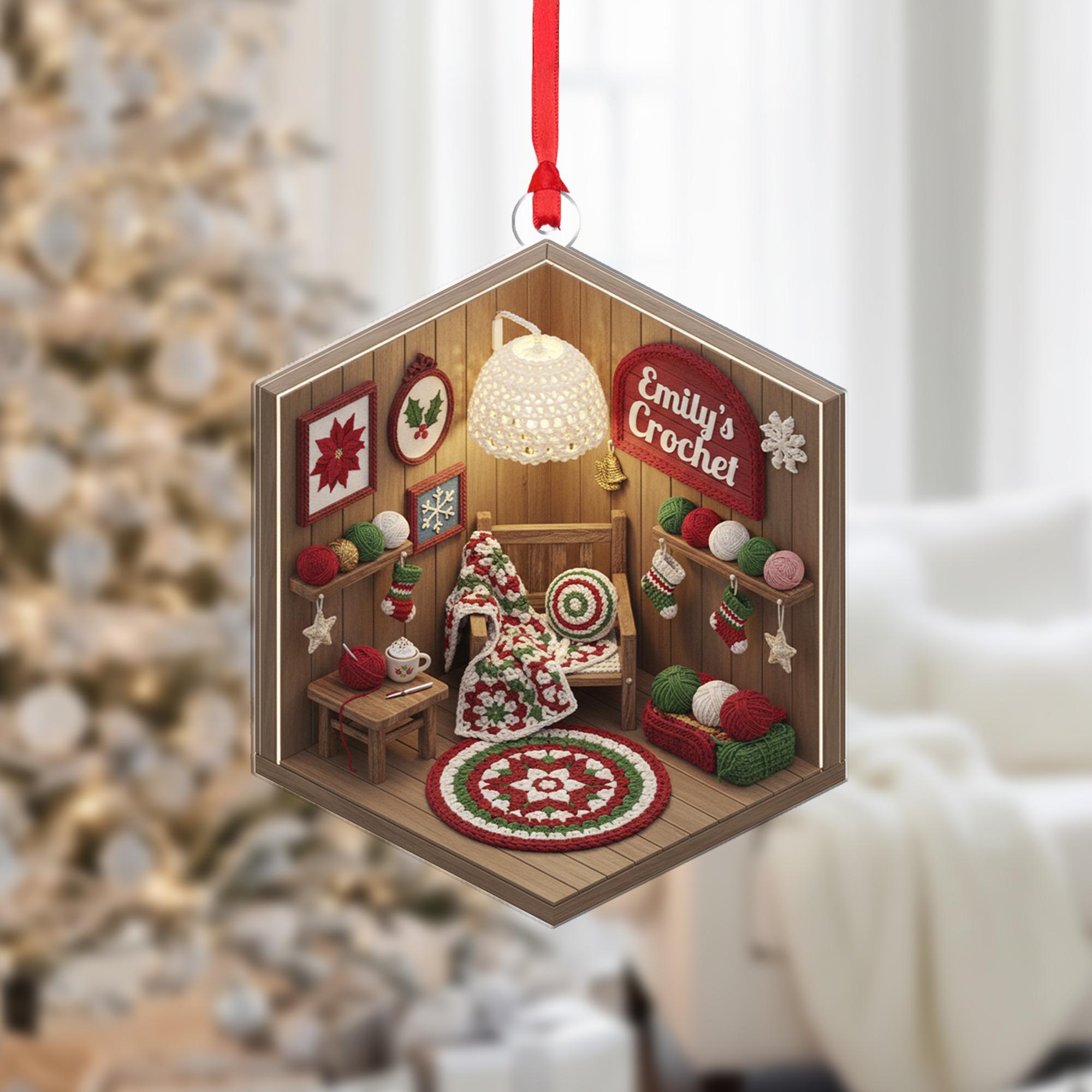 Personalized Crochet Room Ornament – Holiday Yarn Lover Gift image 1