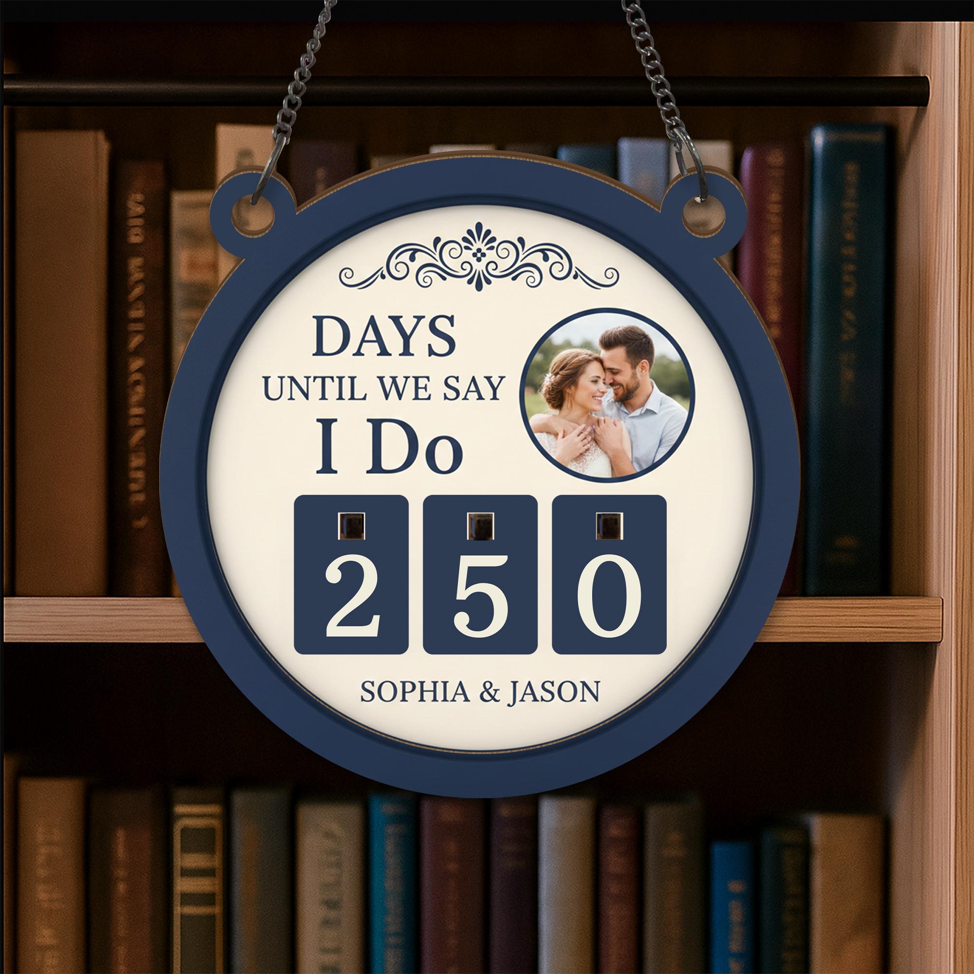 Custom Wedding Wooden Countdown Sign – Personalized Photo Days-Until Tracker image 2