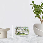 Custom Acrylic Block House Portrait, Watercolor Home Illustration with Address image 1