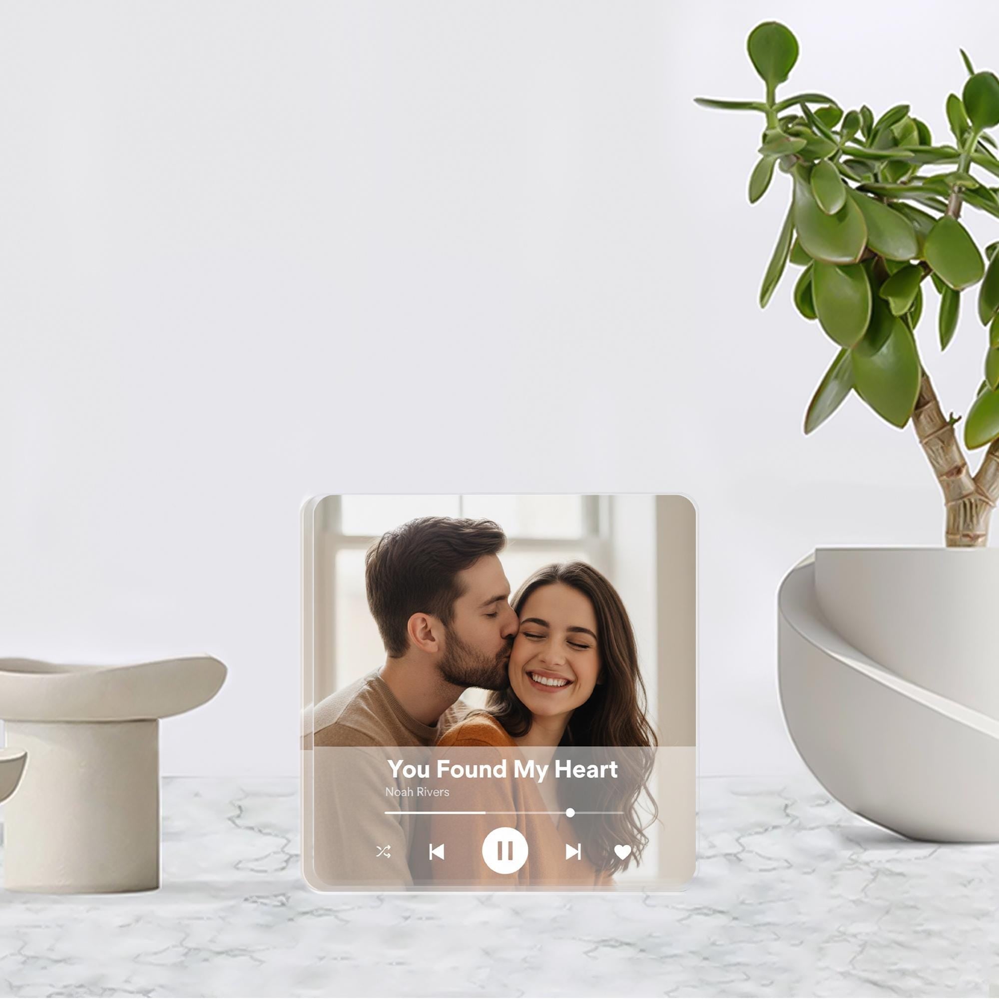 Custom Photo Music Acrylic Block, Personalized Song Plaque with Track Name image 2