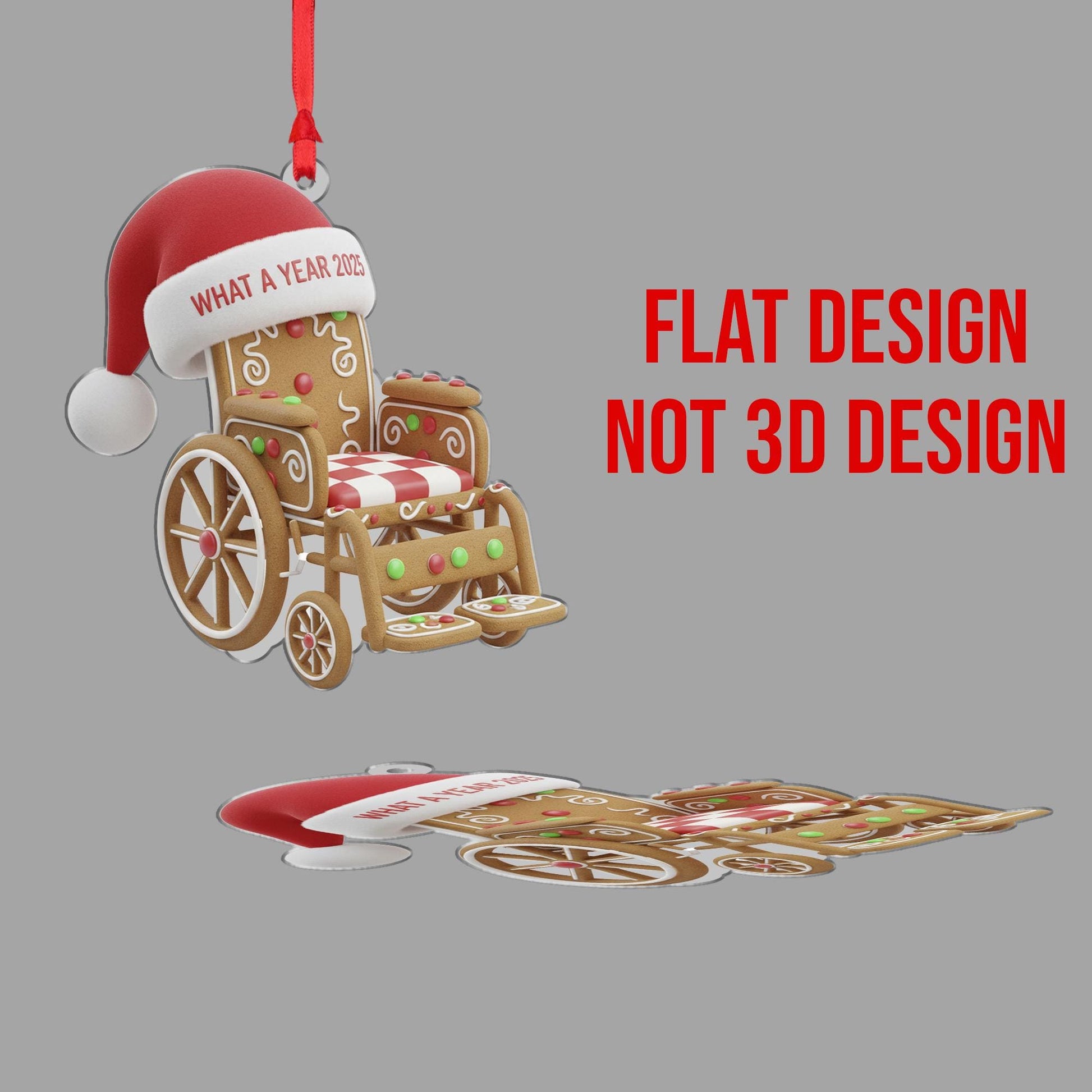 What a Year 2025 Wheelchair Ornament: Gingerbread Santa Hat Acrylic Gift image 6