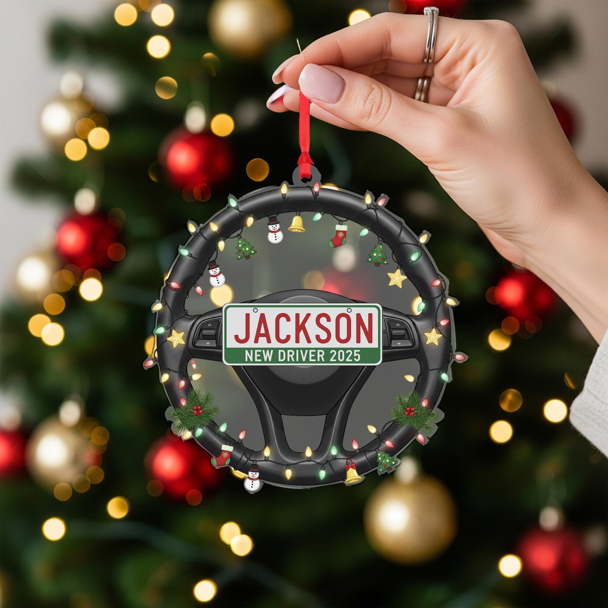 Car Steering Wheel Ornament, New Driver License Plate Christmas 2025 Trend image 2