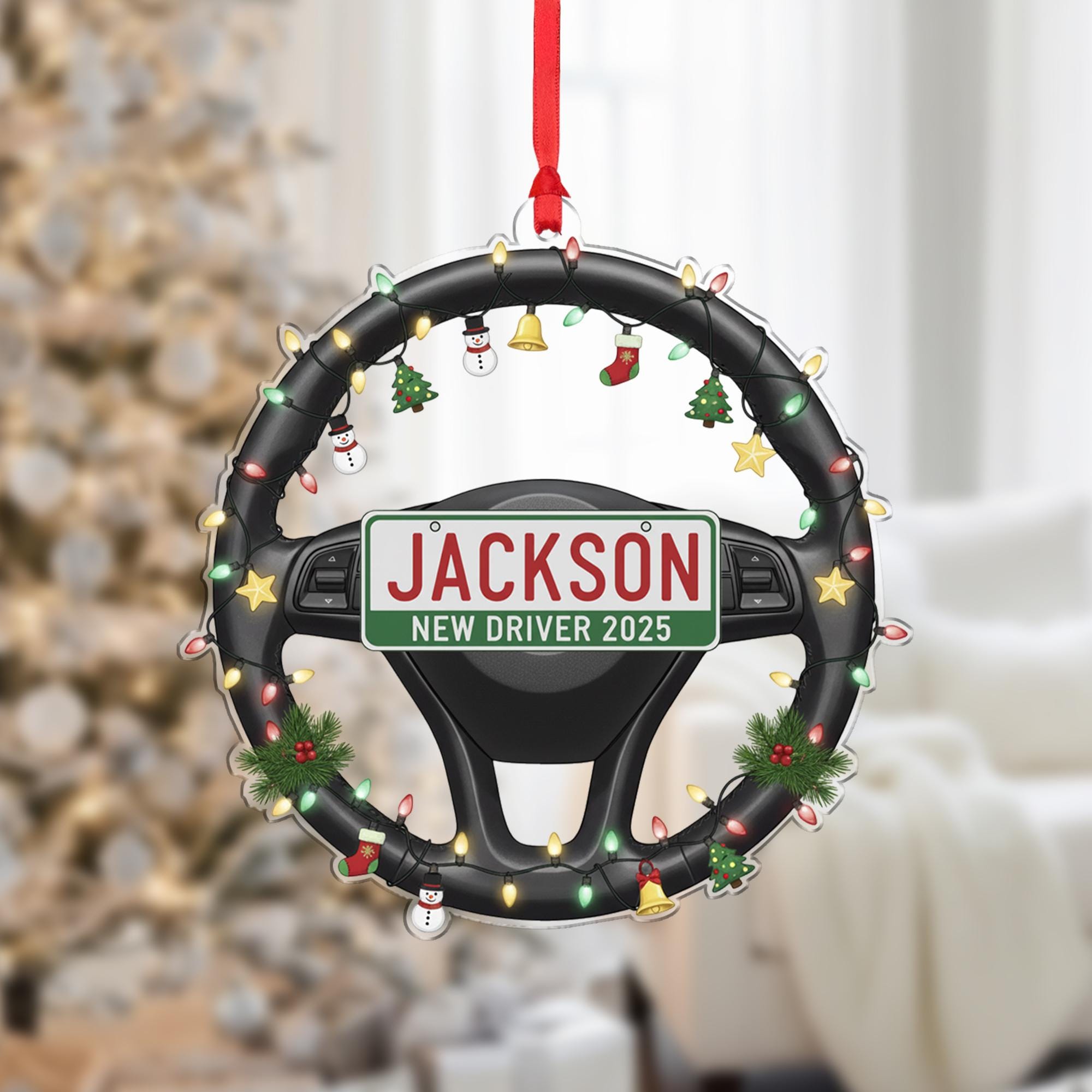 Car Steering Wheel Ornament, New Driver License Plate Christmas 2025 Trend image 1