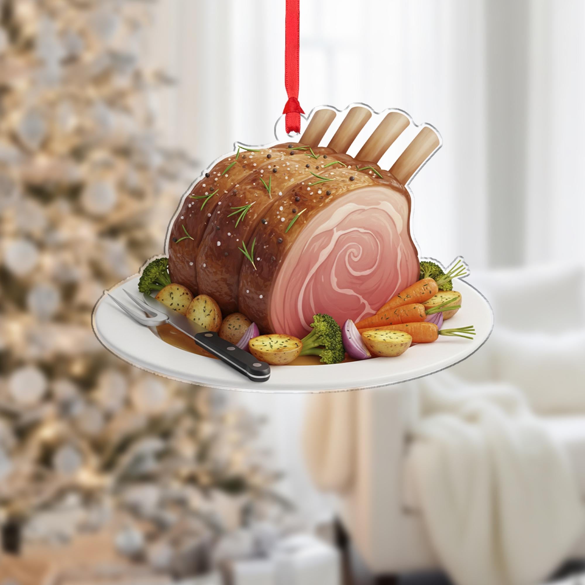 Prime Rib Roast Christmas Ornament: Acrylic Foodie Gift for Chef image 1