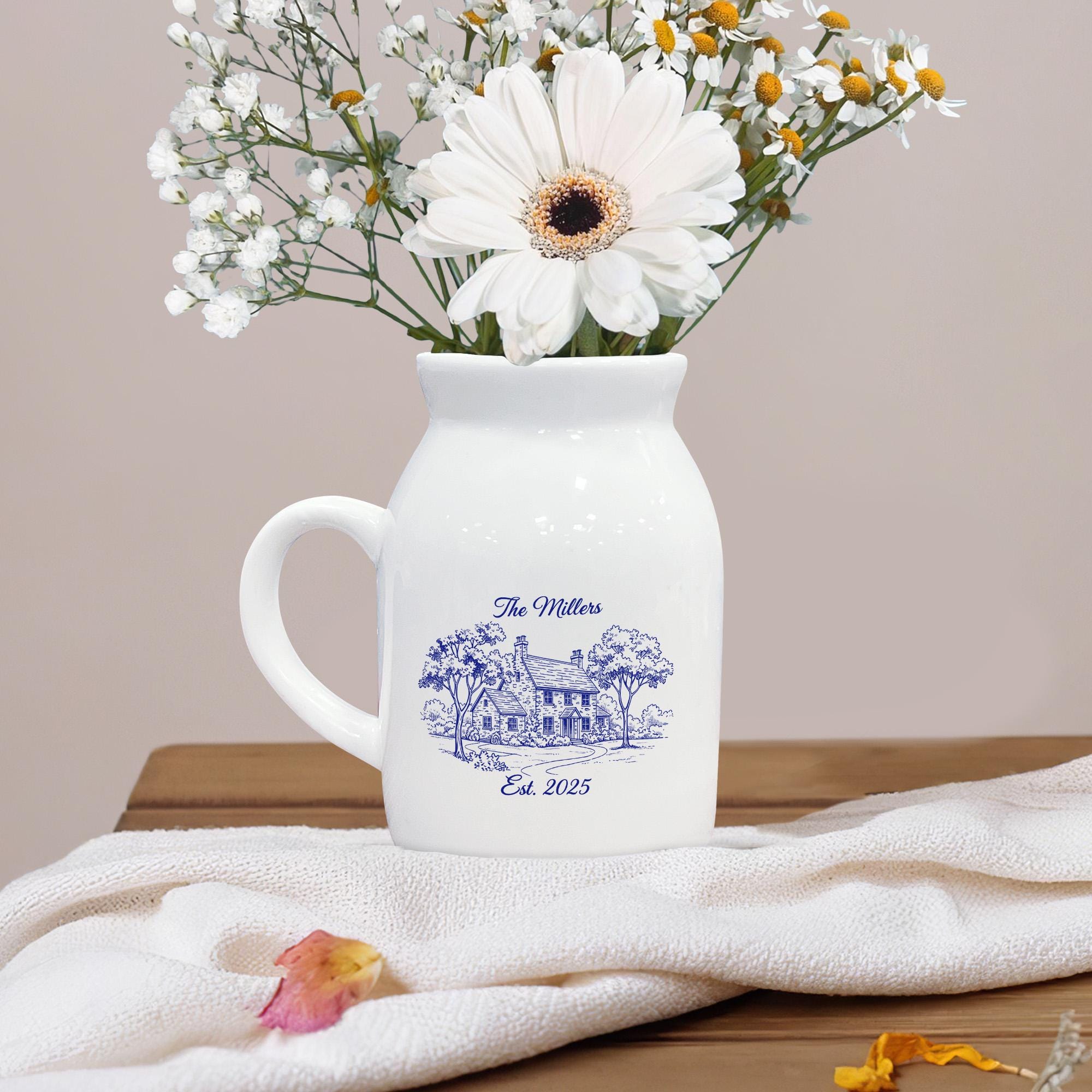 Custom Chinoiserie Photo House Flower Vase – Personalized Ceramic Floral Planter image 1